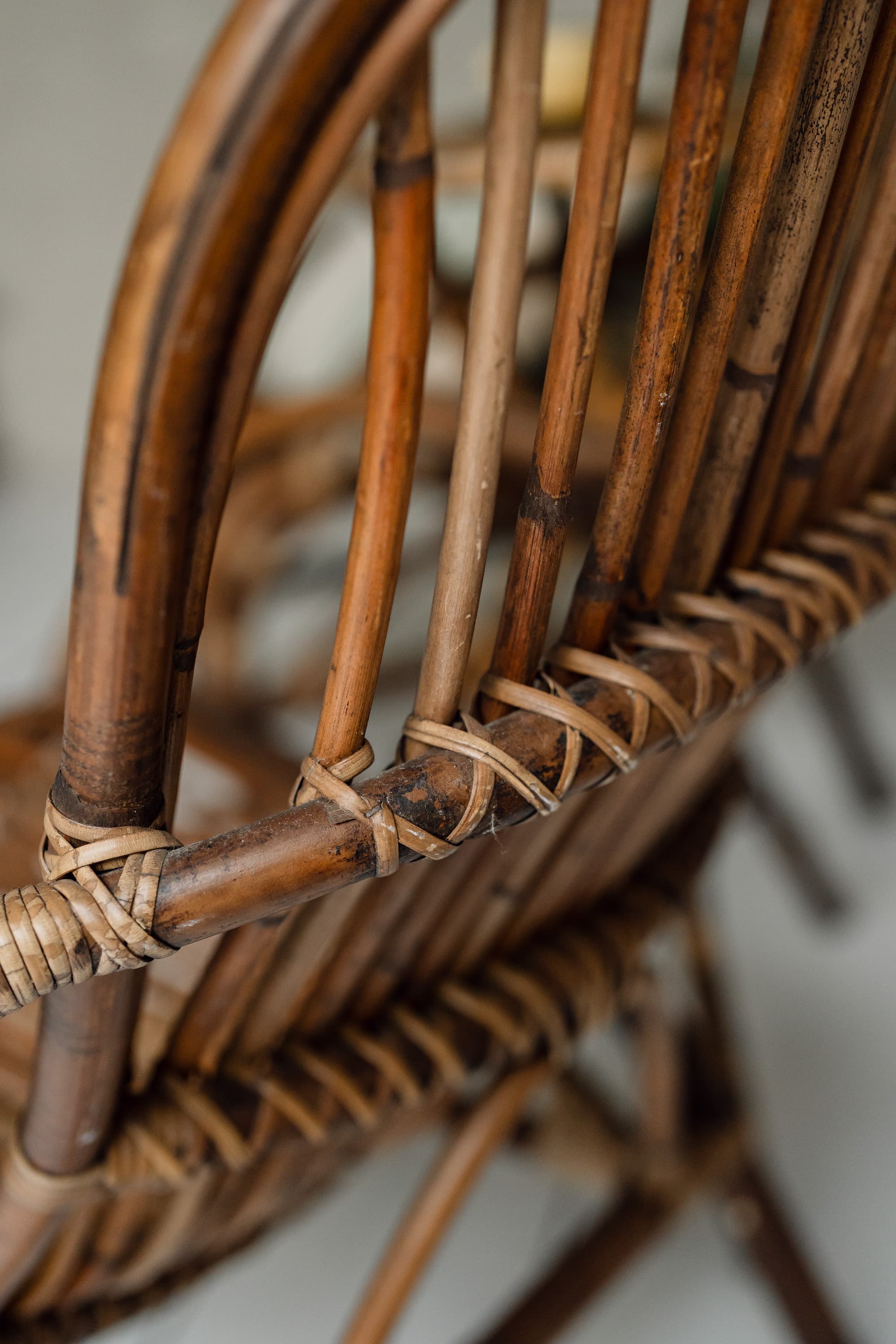 Pair of Mid-Century Italian Riviera Rattan Lounge Chairs