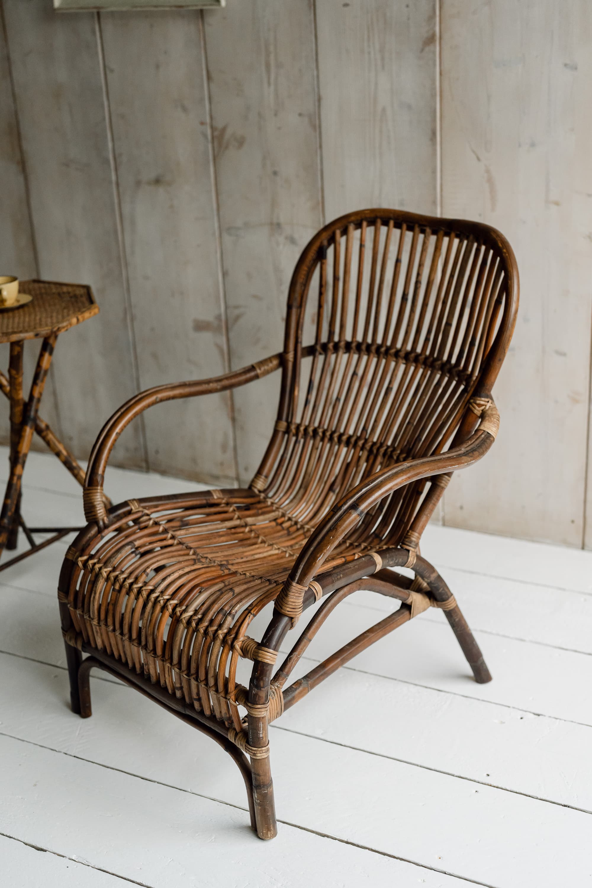 Pair of Mid-Century Italian Riviera Rattan Lounge Chairs