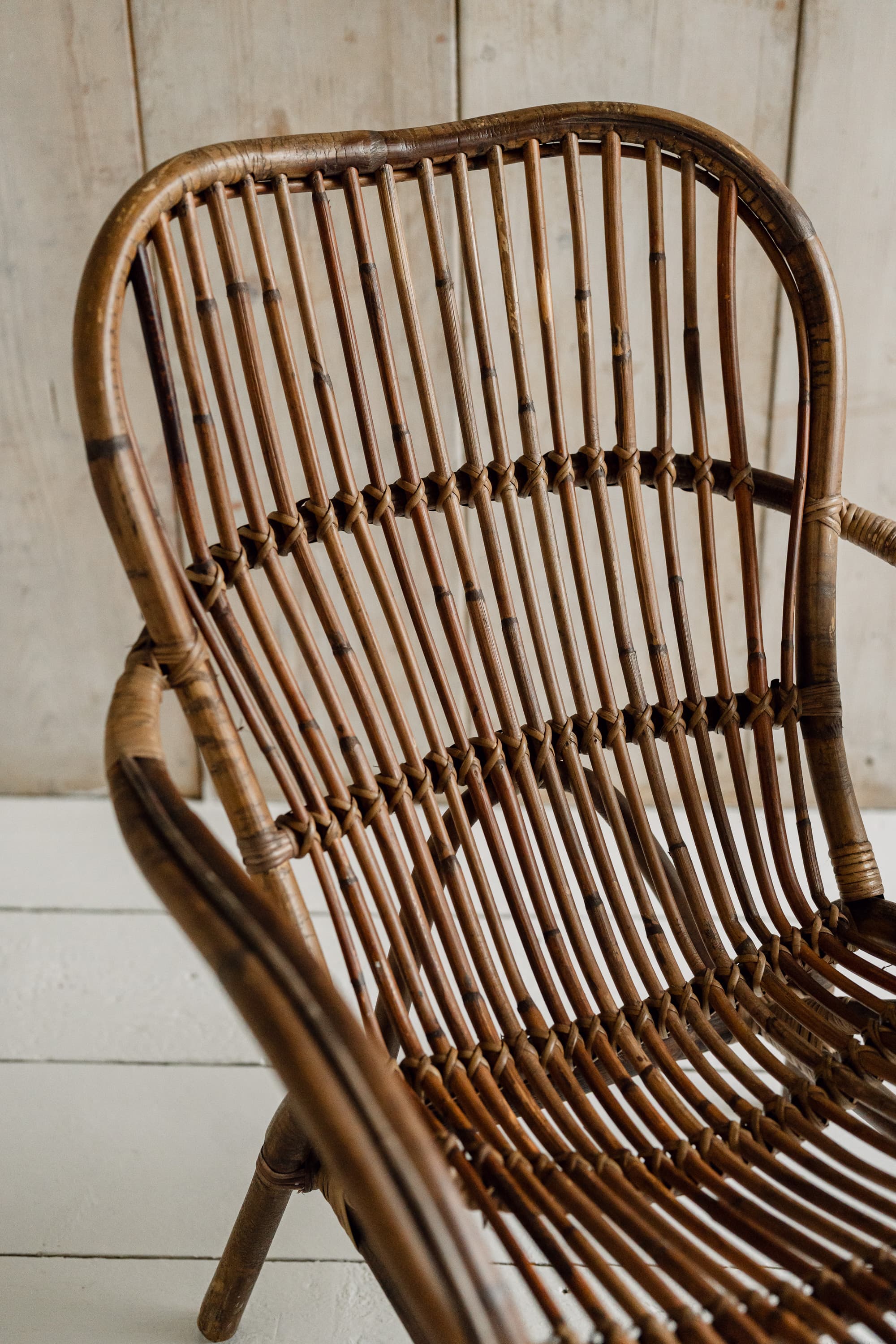 Pair of Mid-Century Italian Riviera Rattan Lounge Chairs
