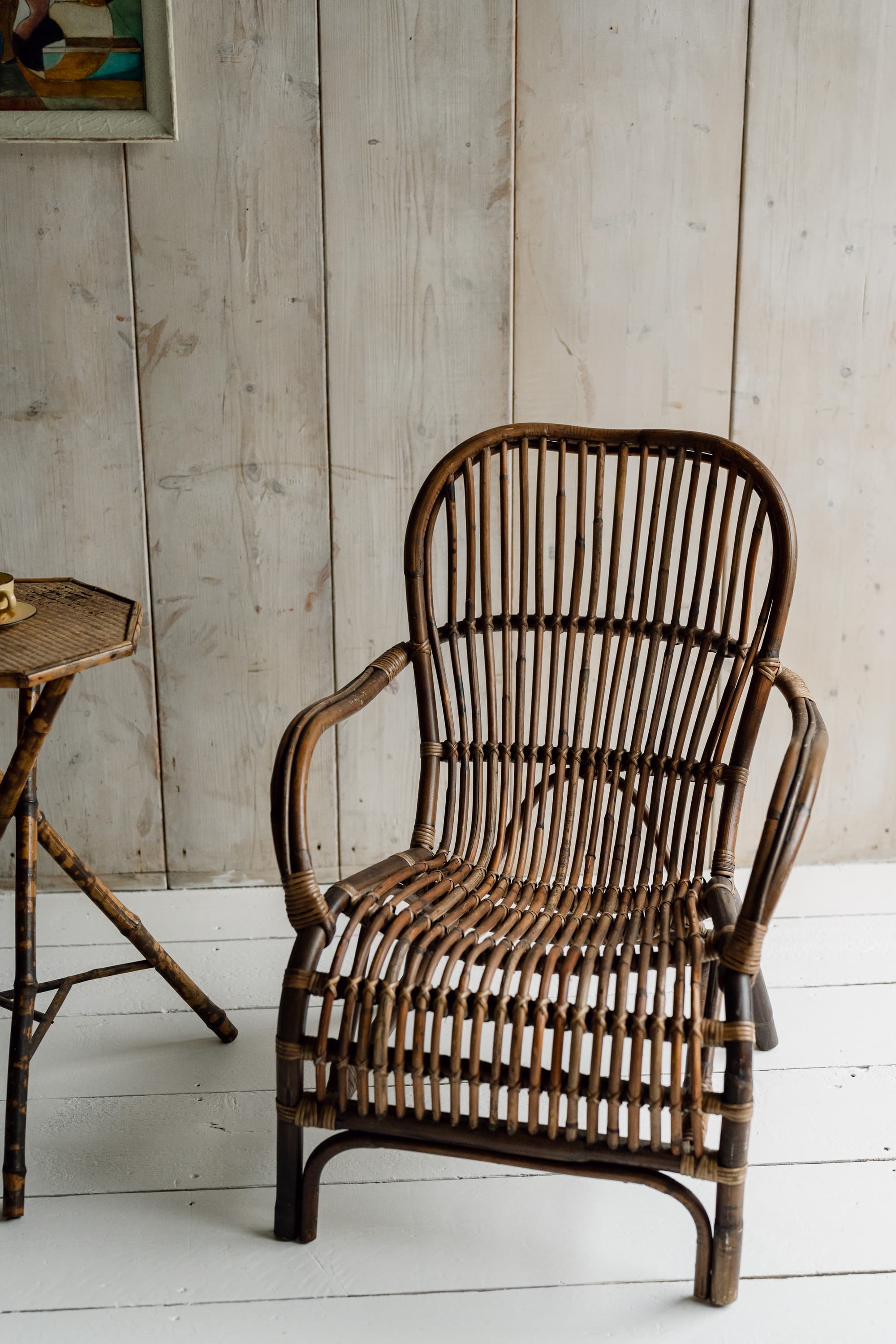Pair of Mid-Century Italian Riviera Rattan Lounge Chairs