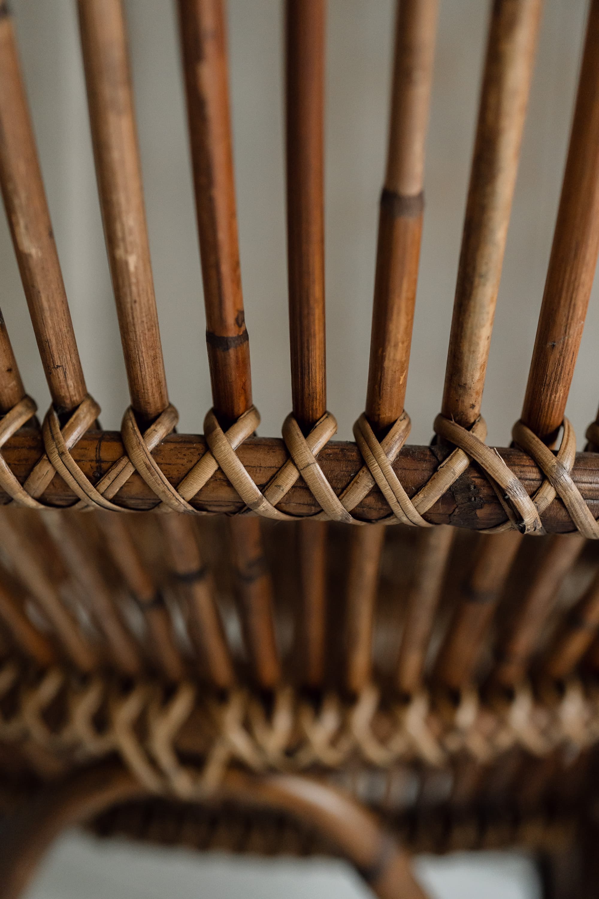Pair of Mid-Century Italian Riviera Rattan Lounge Chairs