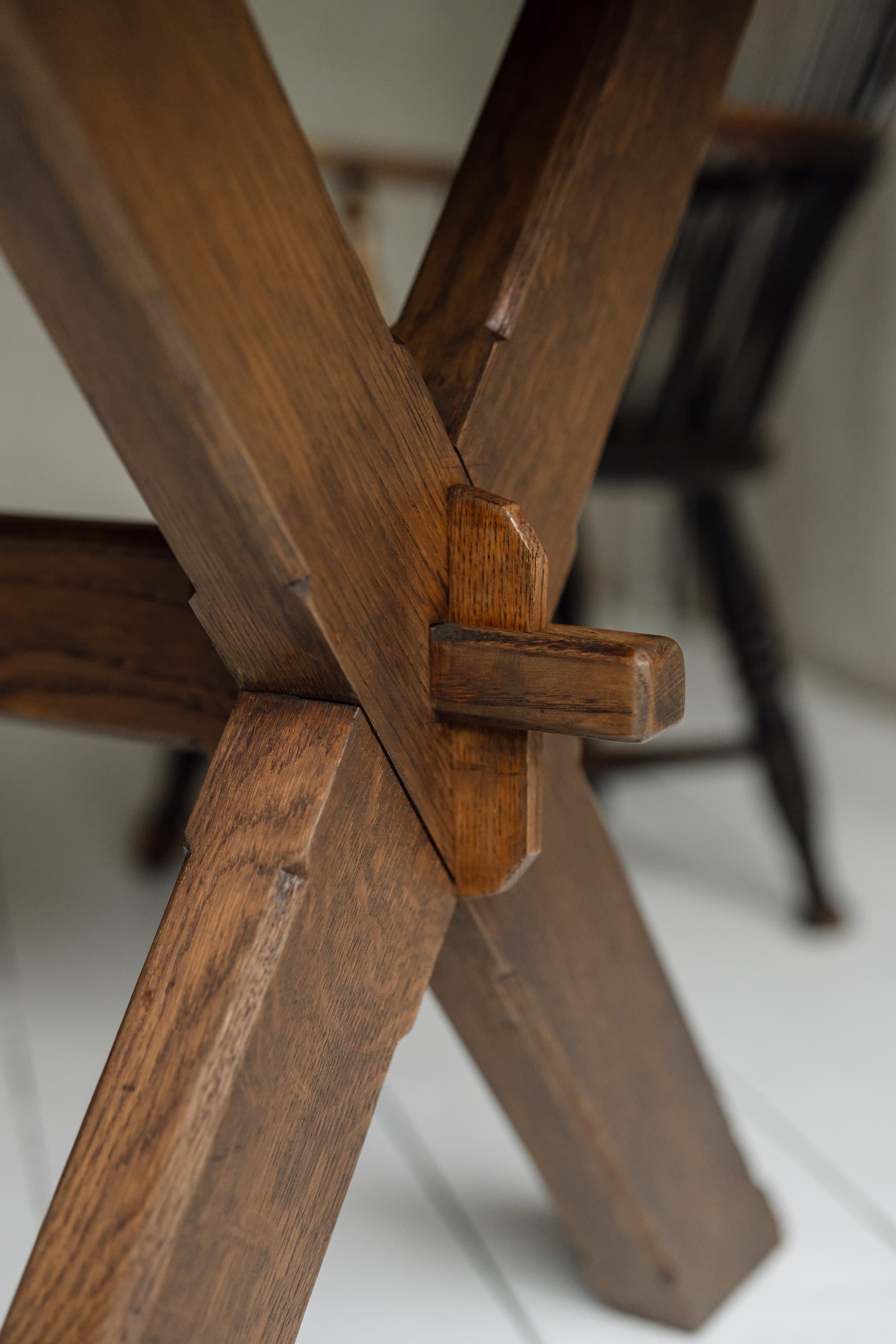 Solid Oak English Tavern Table with a Cross Leg Base