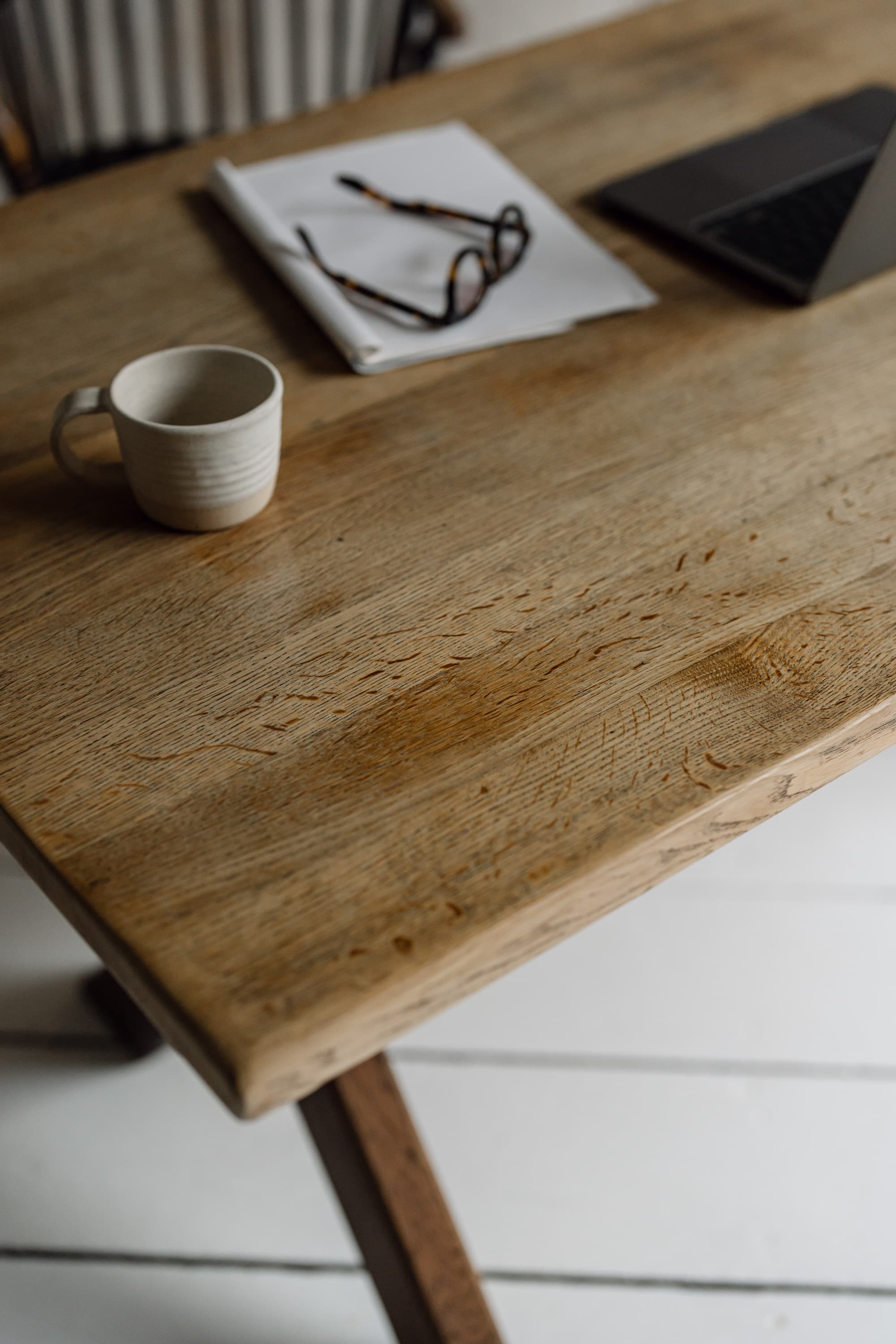 Solid Oak English Tavern Table with a Cross Leg Base