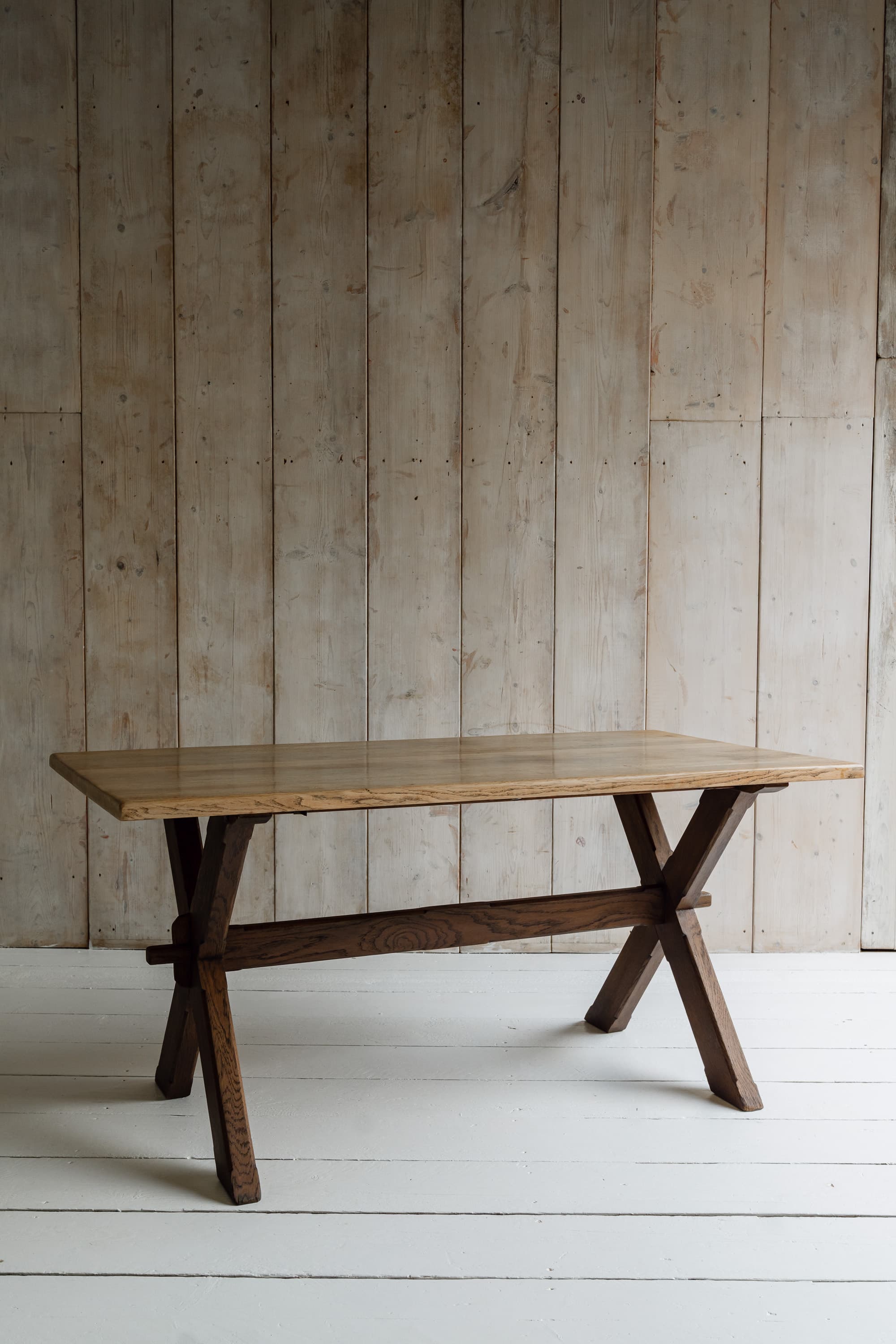 Solid Oak English Tavern Table with a Cross Leg Base