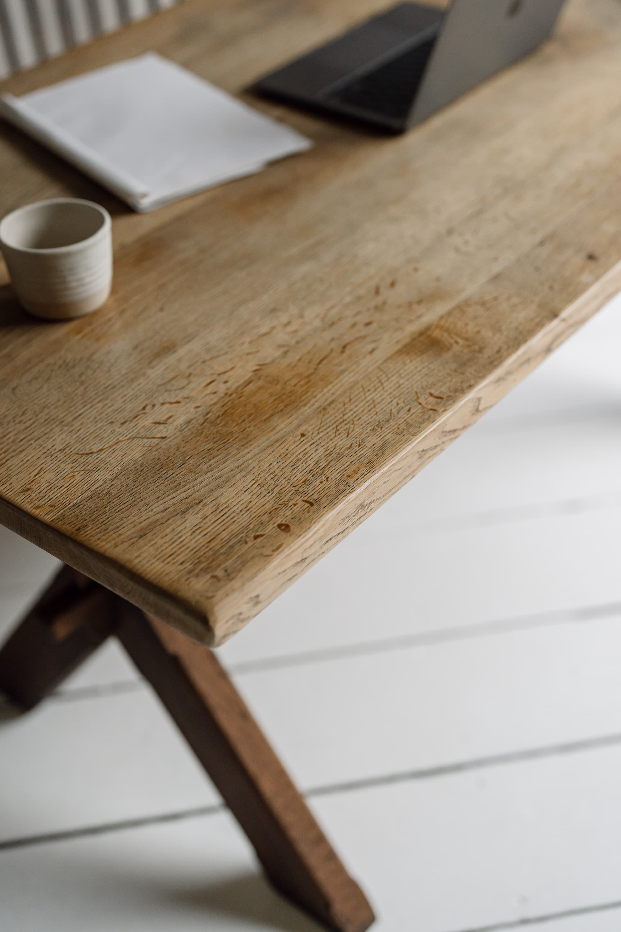 Solid Oak English Tavern Table with a Cross Leg Base
