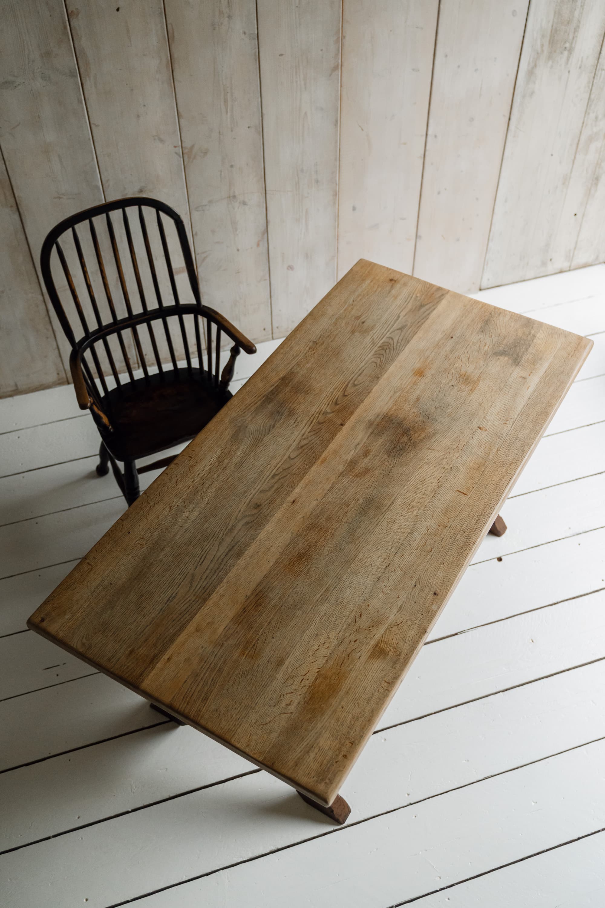 Solid Oak English Tavern Table with a Cross Leg Base