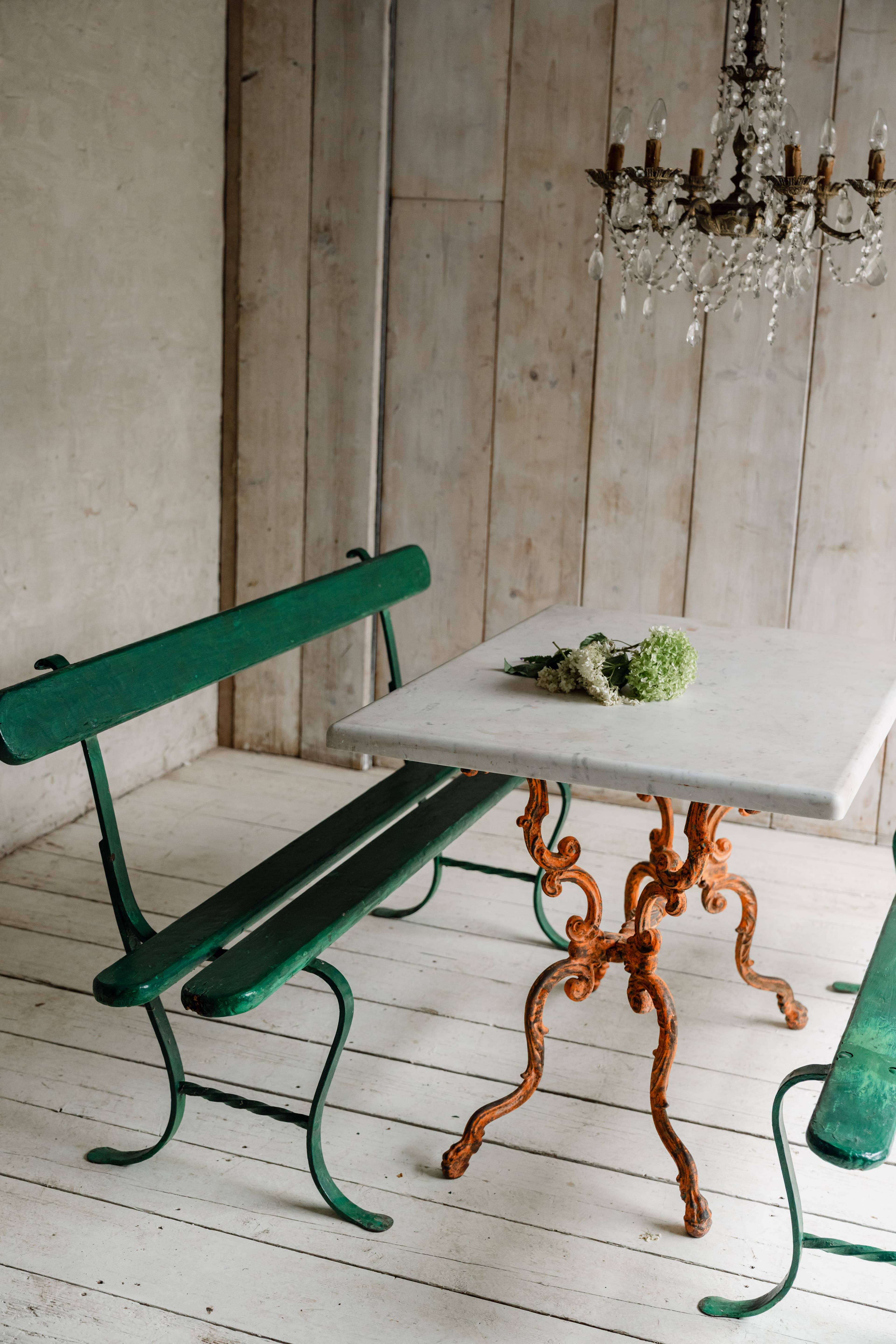 19th Century Italian Carrara Marble Table with Decorative Cast Iron Base