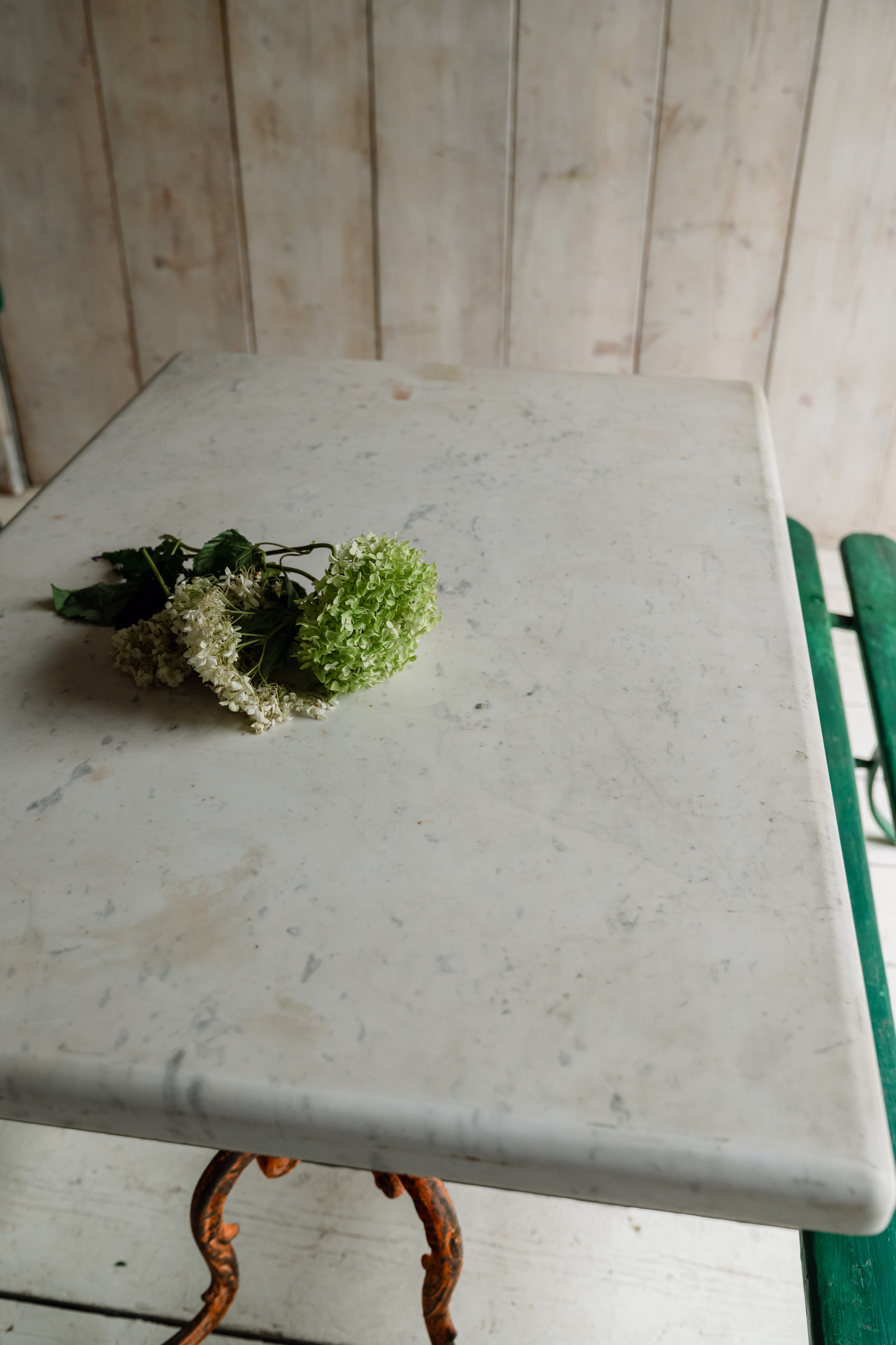 19th Century Italian Carrara Marble Table with Decorative Cast Iron Base