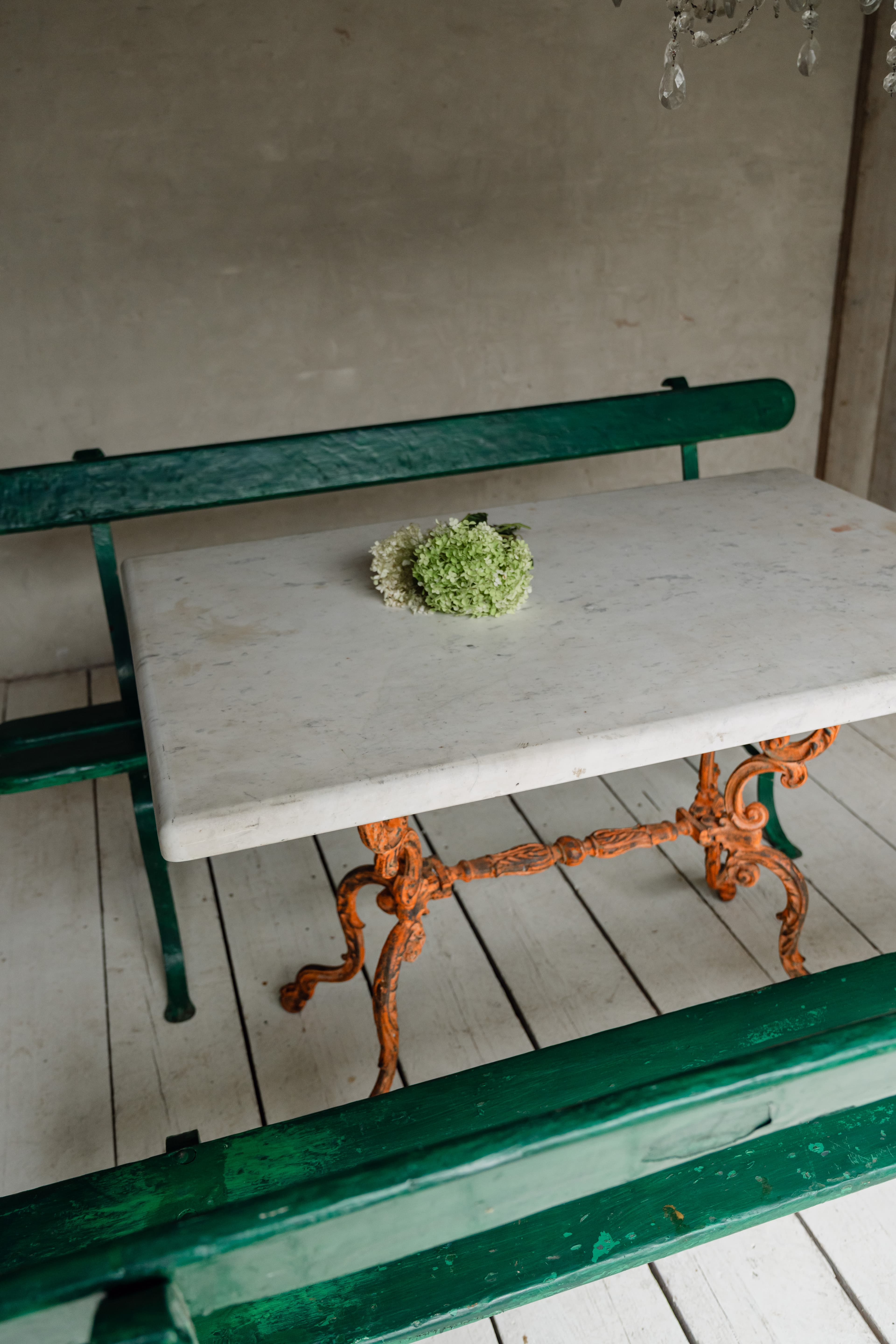 19th Century Italian Carrara Marble Table with Decorative Cast Iron Base