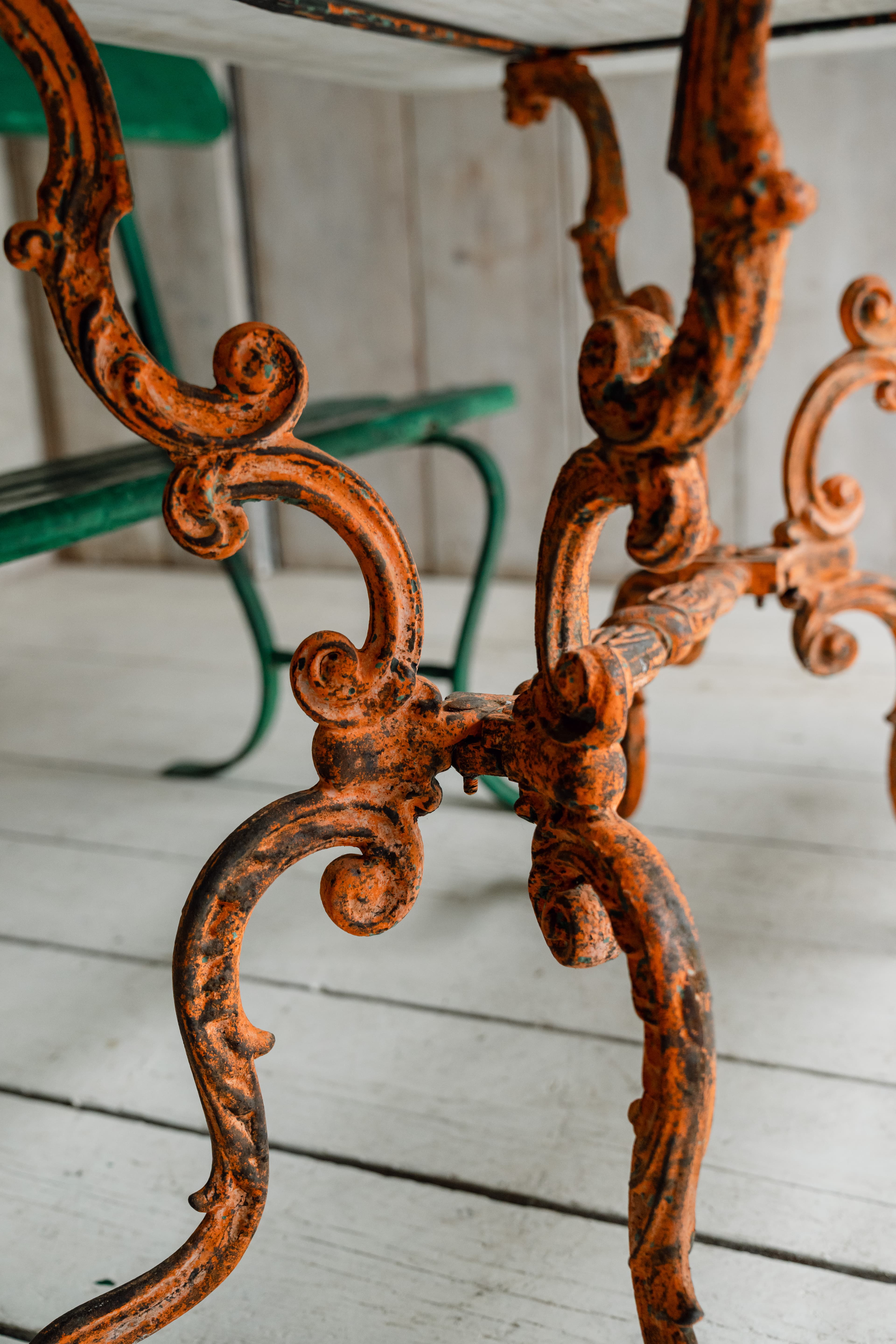 19th Century Italian Carrara Marble Table with Decorative Cast Iron Base