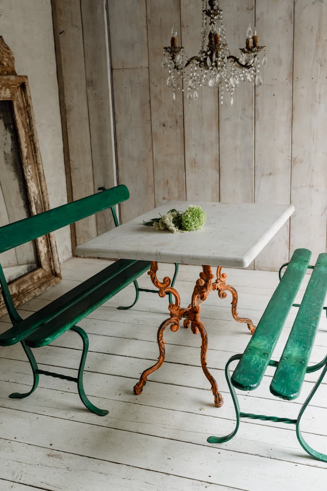 19th Century Italian Carrara Marble Table with Decorative Cast Iron Base