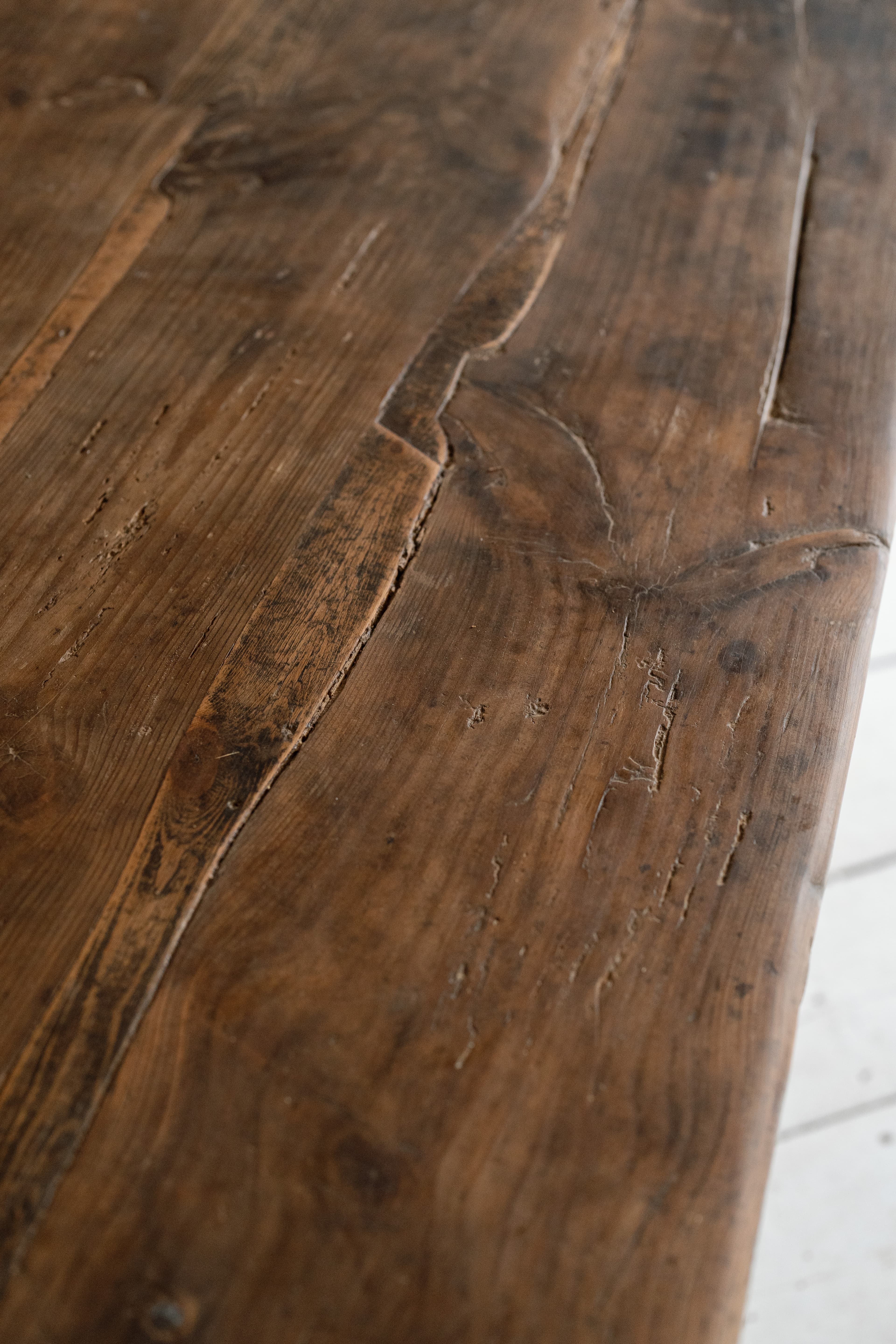 19th Century Catalan Pyrenean Pitch Pine Trestle Table