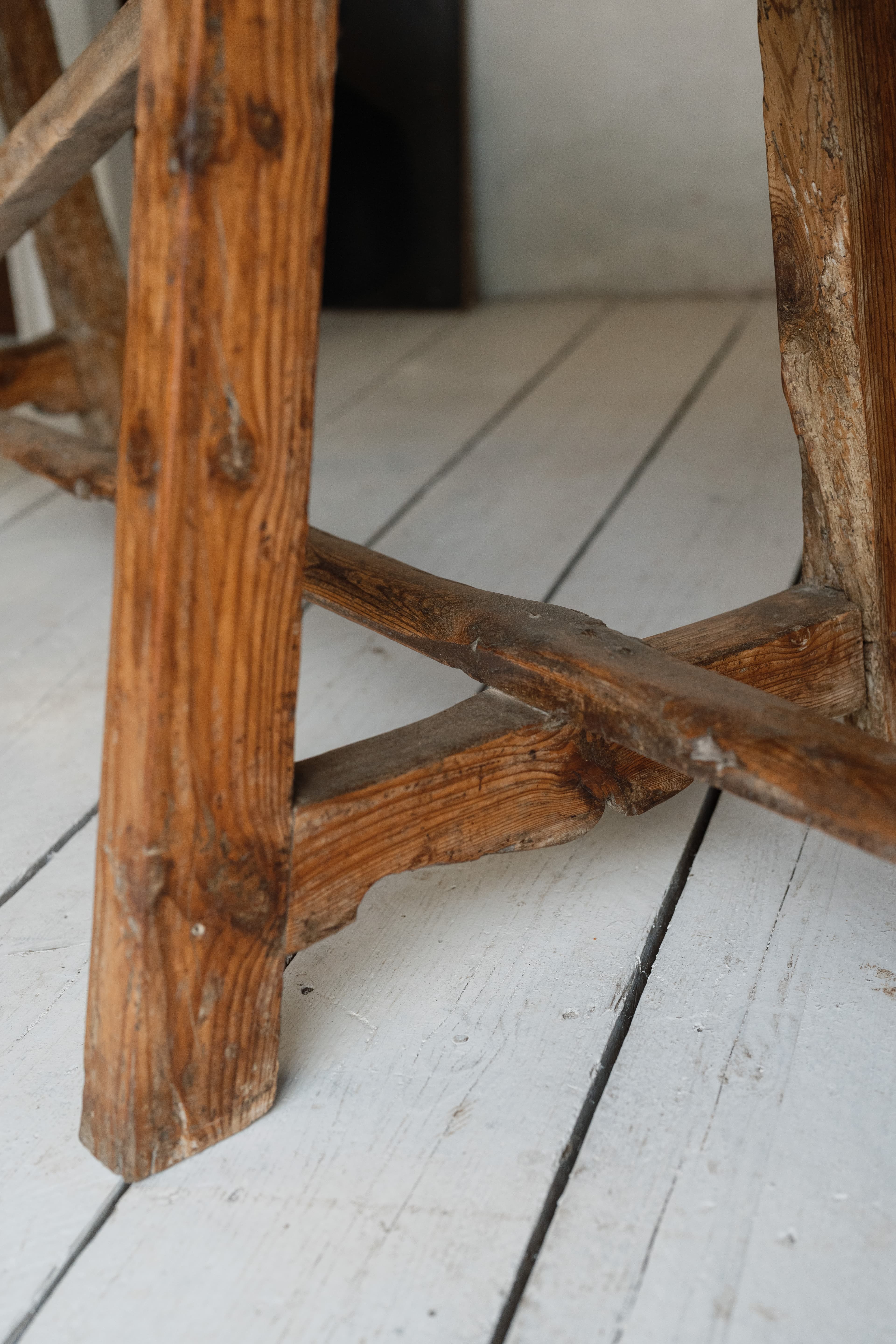19th Century Catalan Pyrenean Pitch Pine Trestle Table
