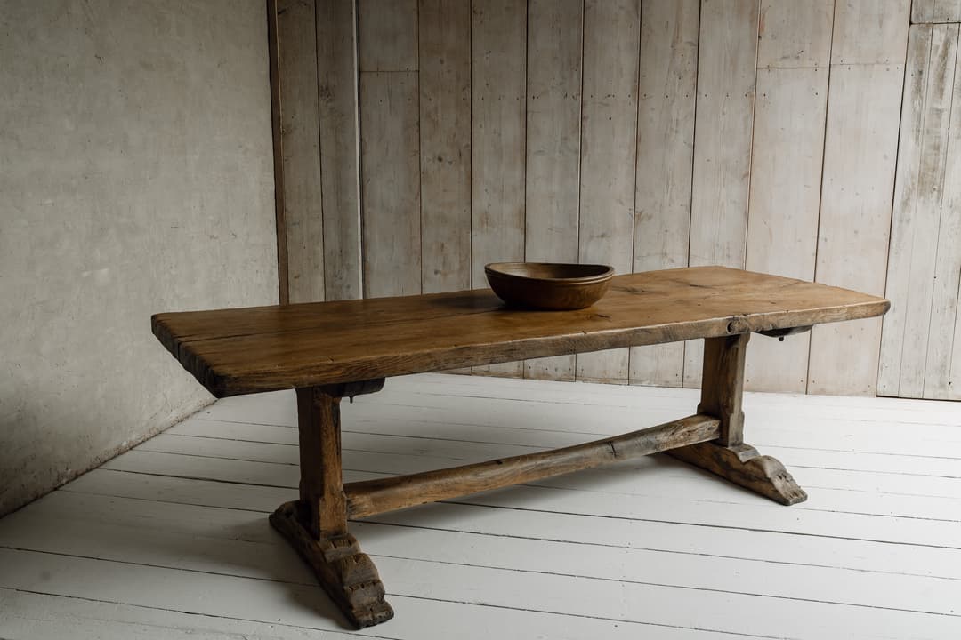 Rare Italian Monoxyl Oak Table, 18th Century