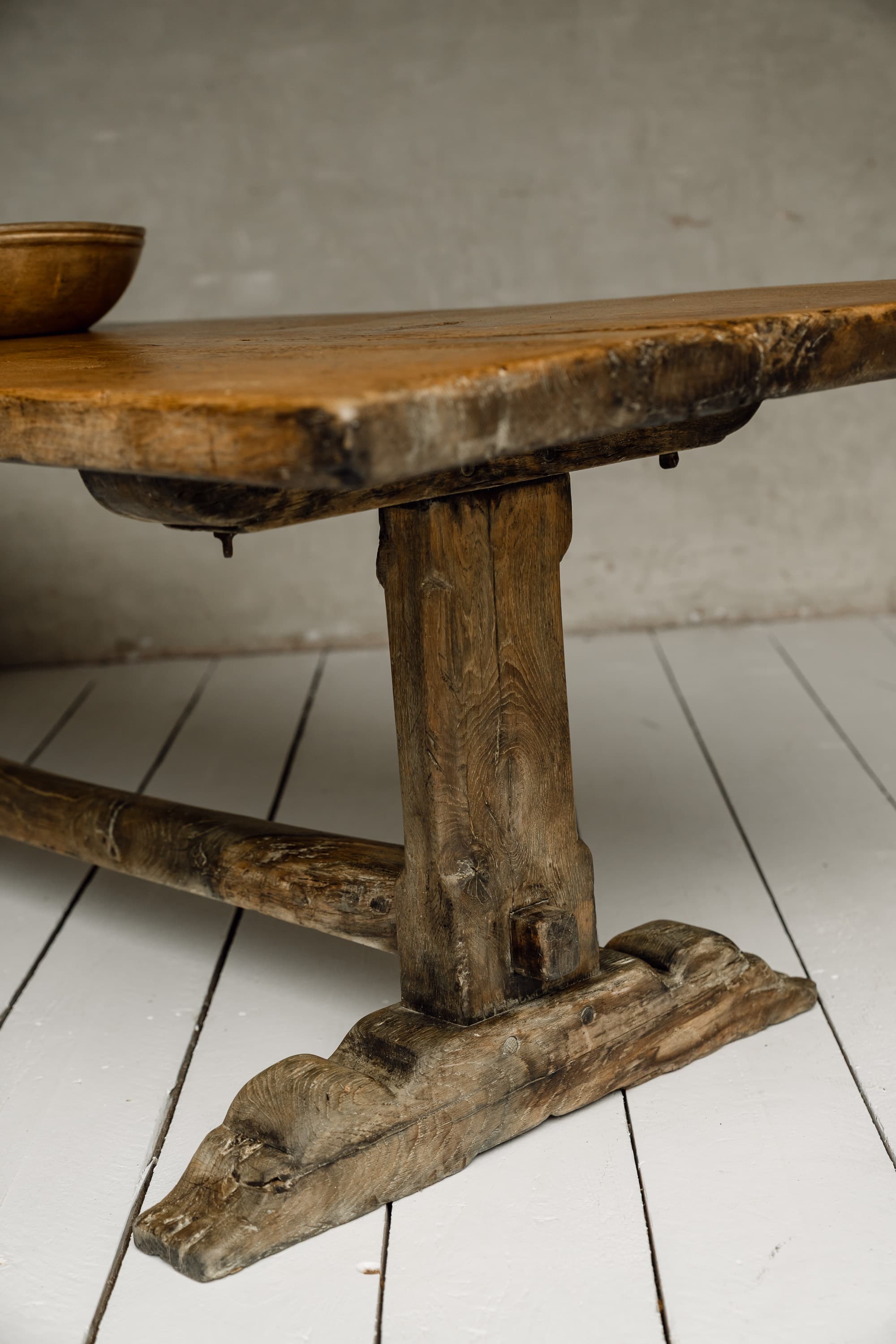 Rare Italian Monoxyl Oak Table, 18th Century