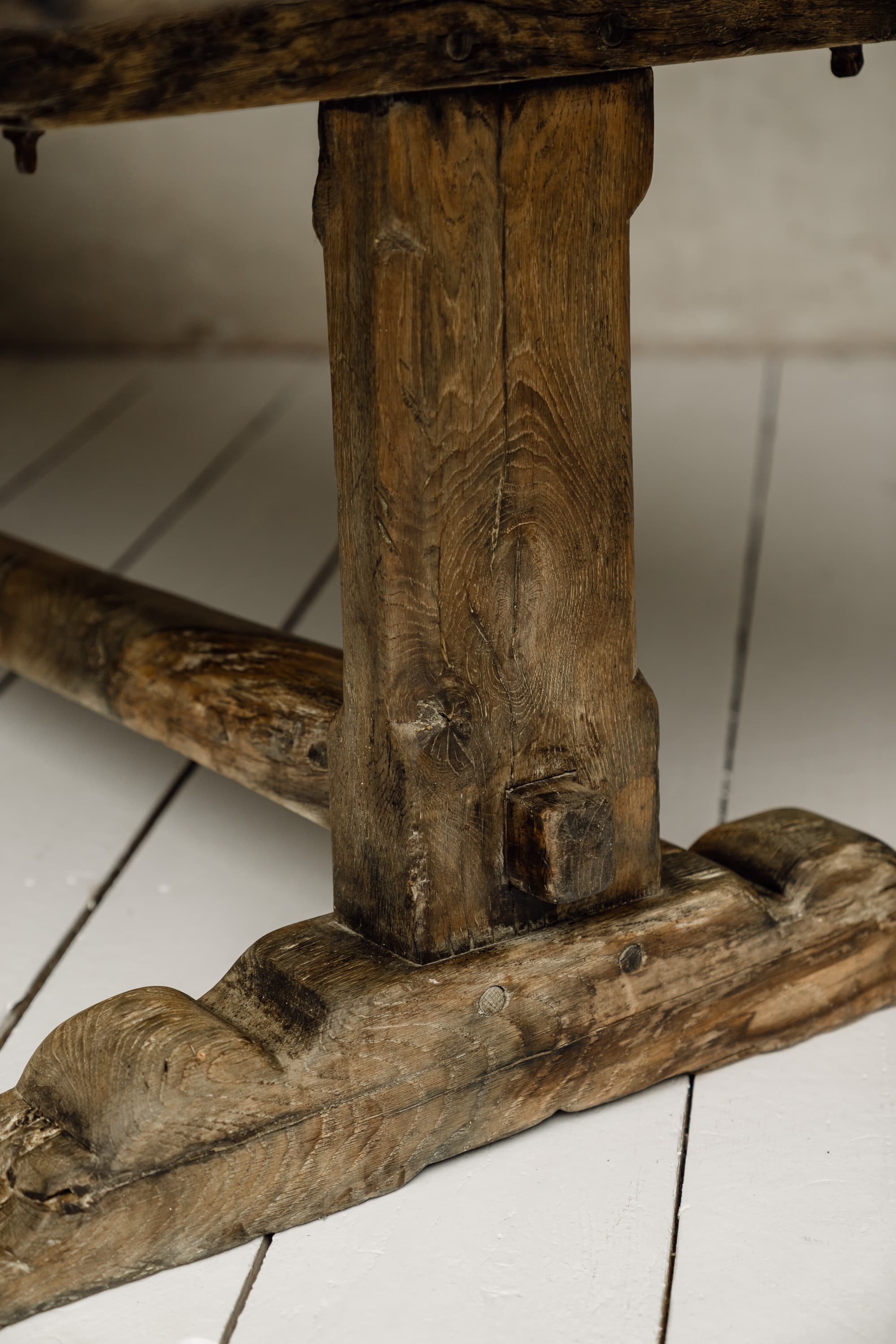 Rare Italian Monoxyl Oak Table, 18th Century