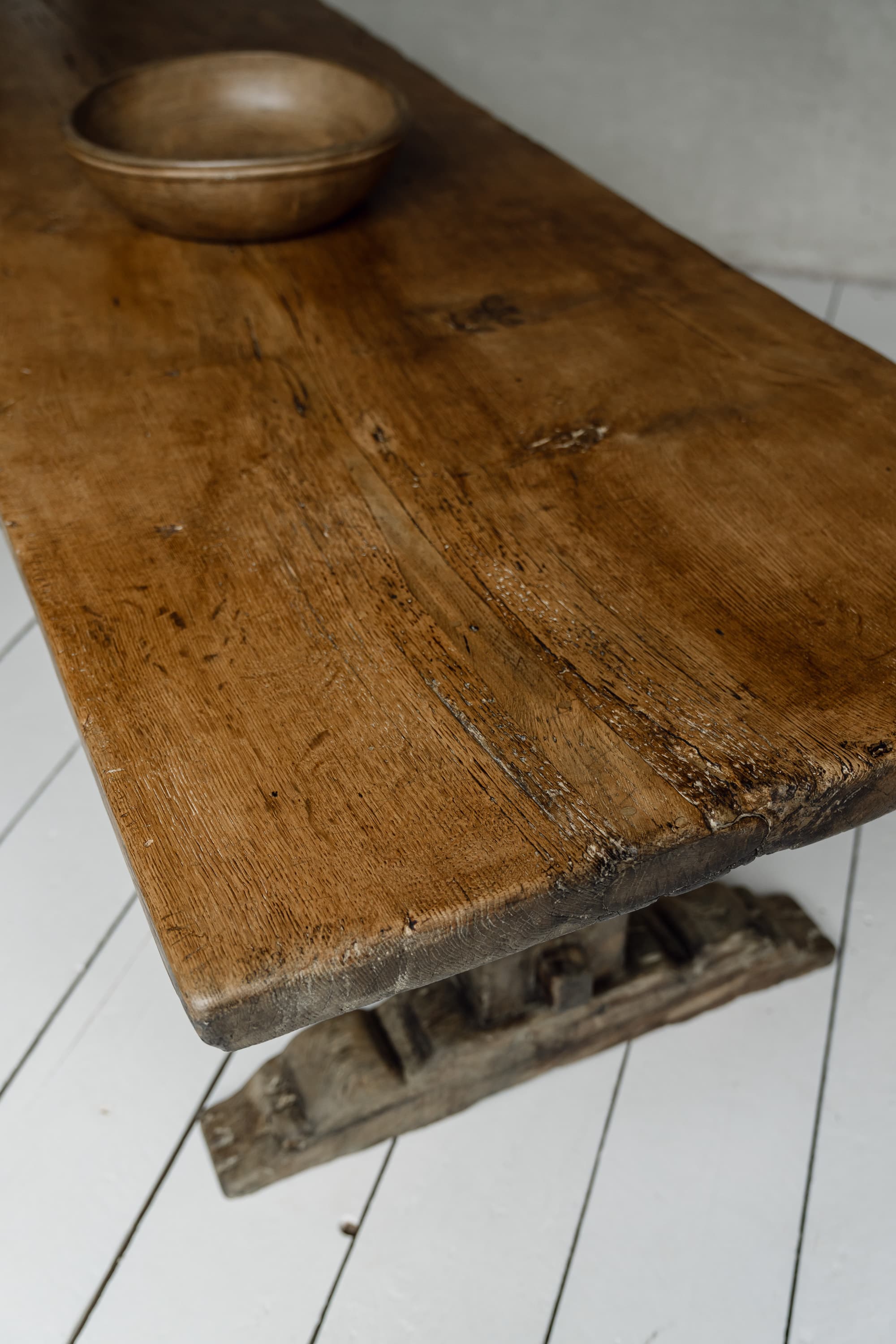 Rare Italian Monoxyl Oak Table, 18th Century