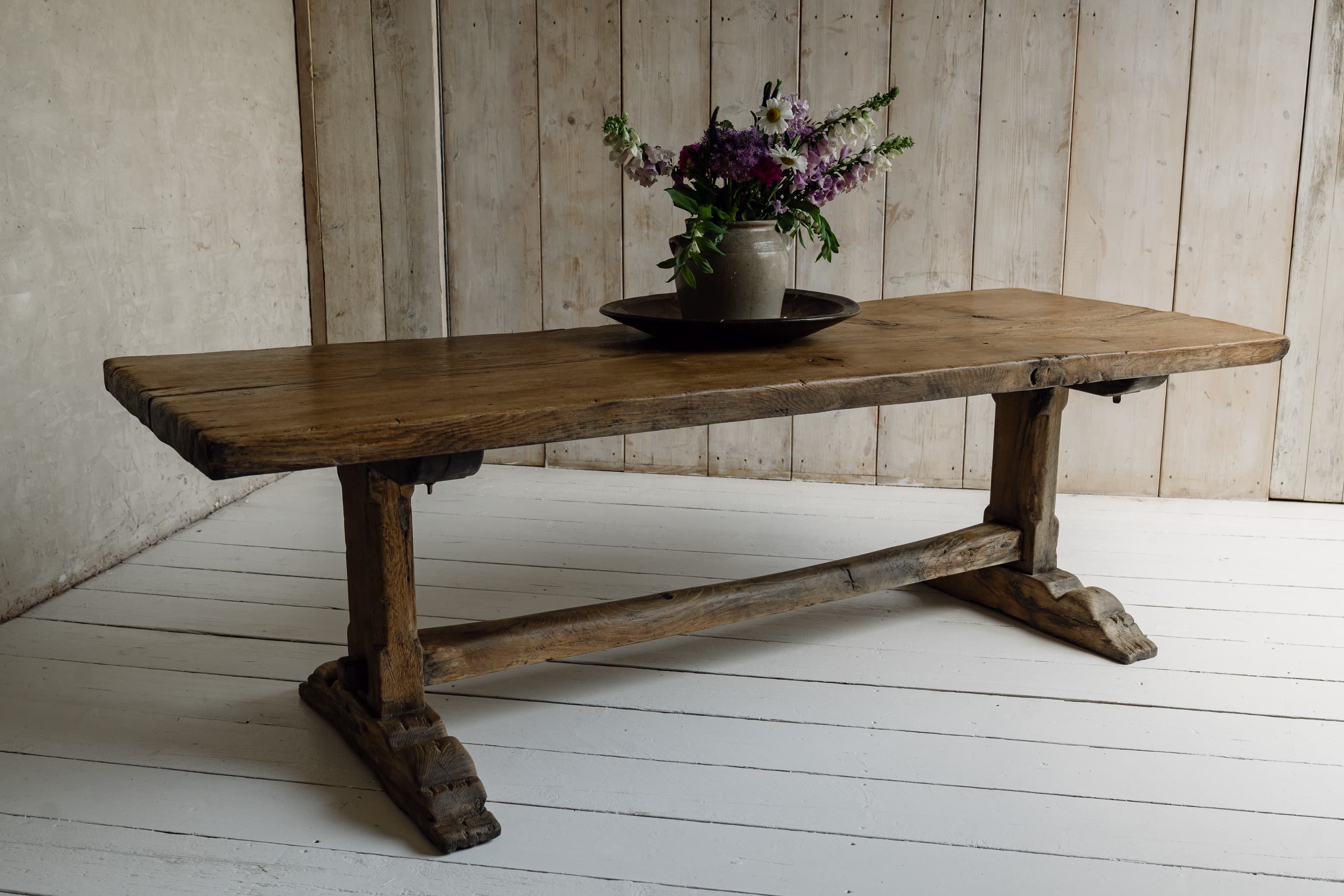 Rare Italian Monoxyl Oak Table, 18th Century