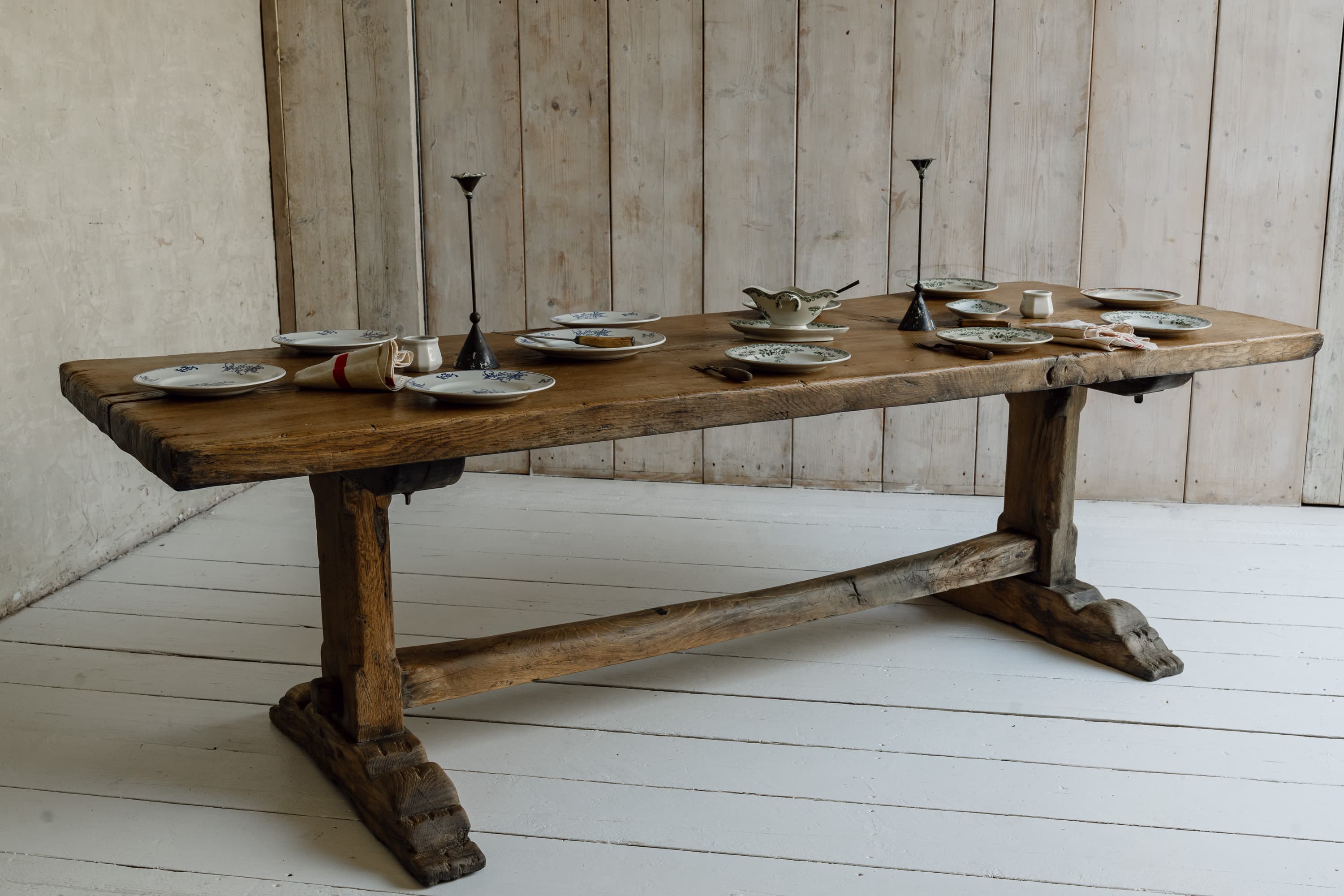 Rare Italian Monoxyl Oak Table, 18th Century