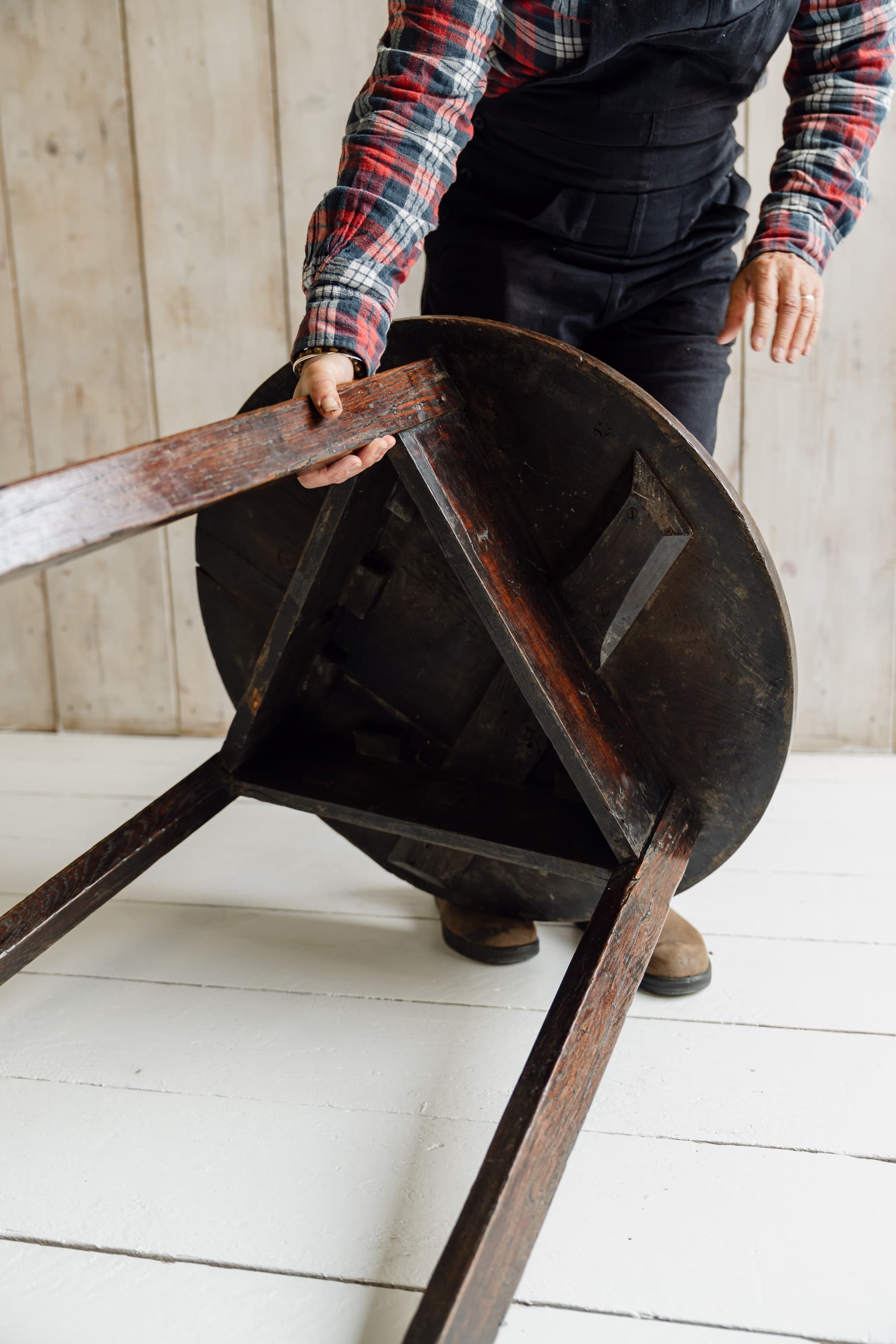 Exceptional Early Welsh Oak Cricket Table, c.1800