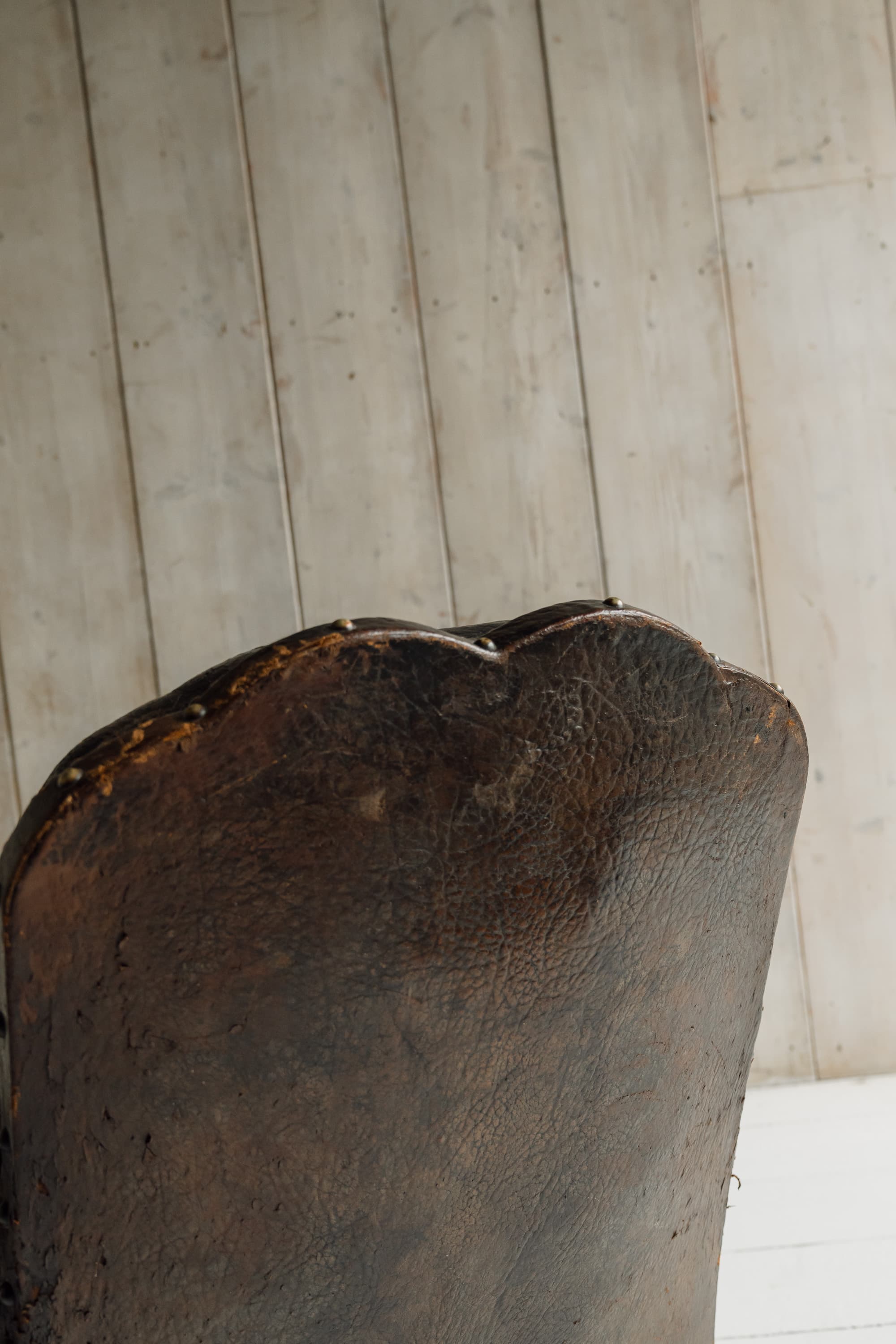 Completely Original English Country House Leather Armchair, c.1900