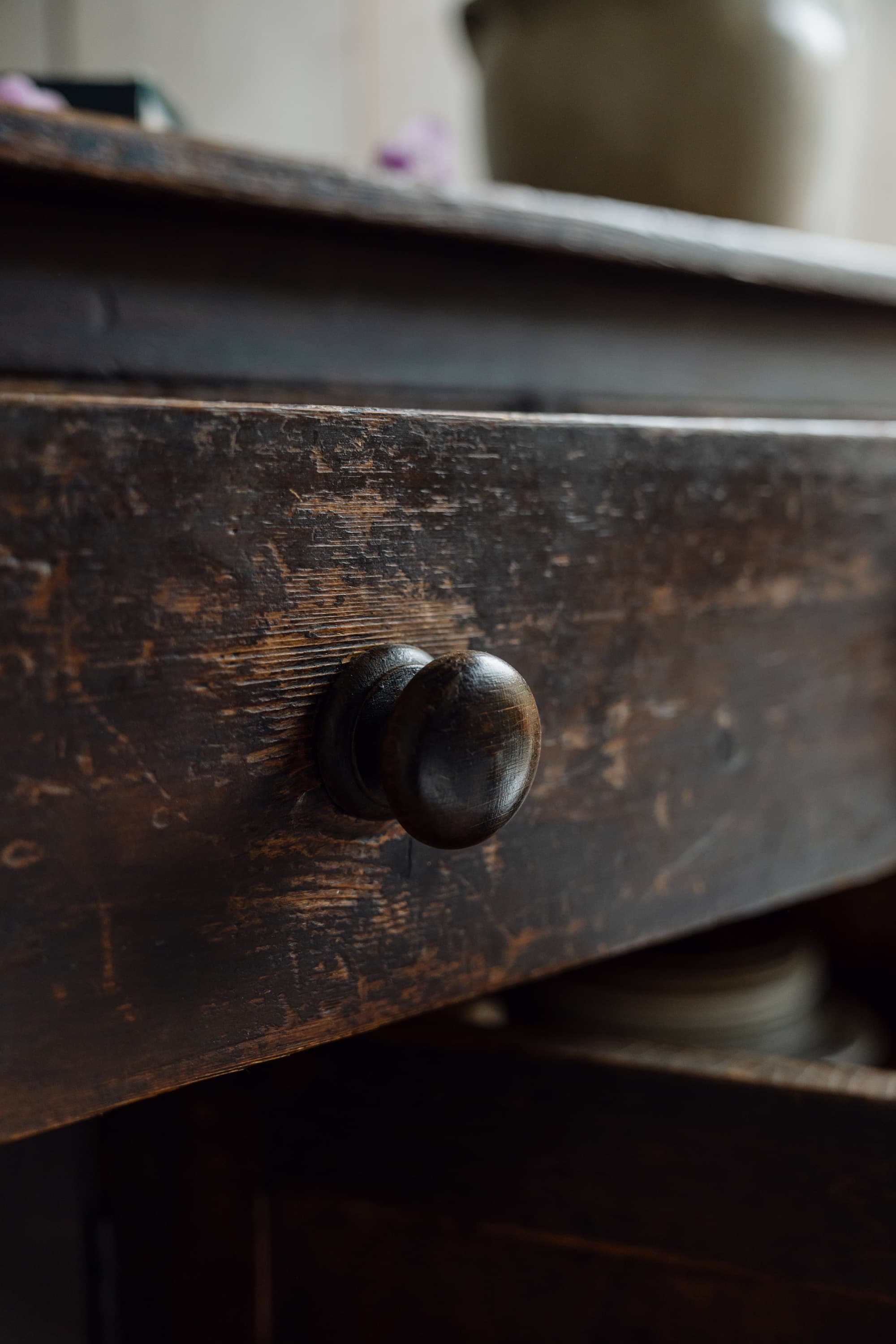 A Superb English West Country Pitch Pine Dresser Base, c.1850