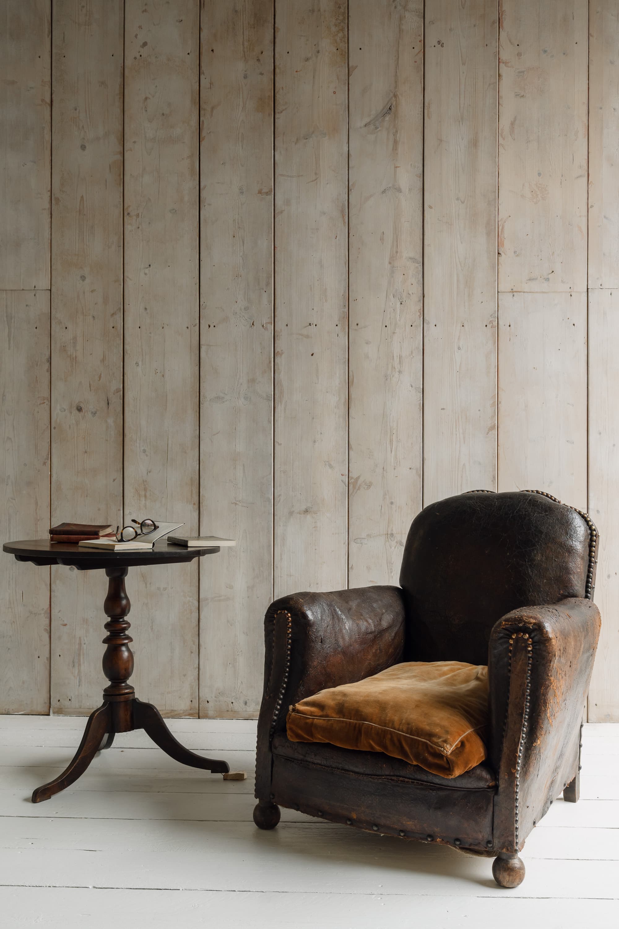 Completely Original English Country House Leather Armchair, c.1900