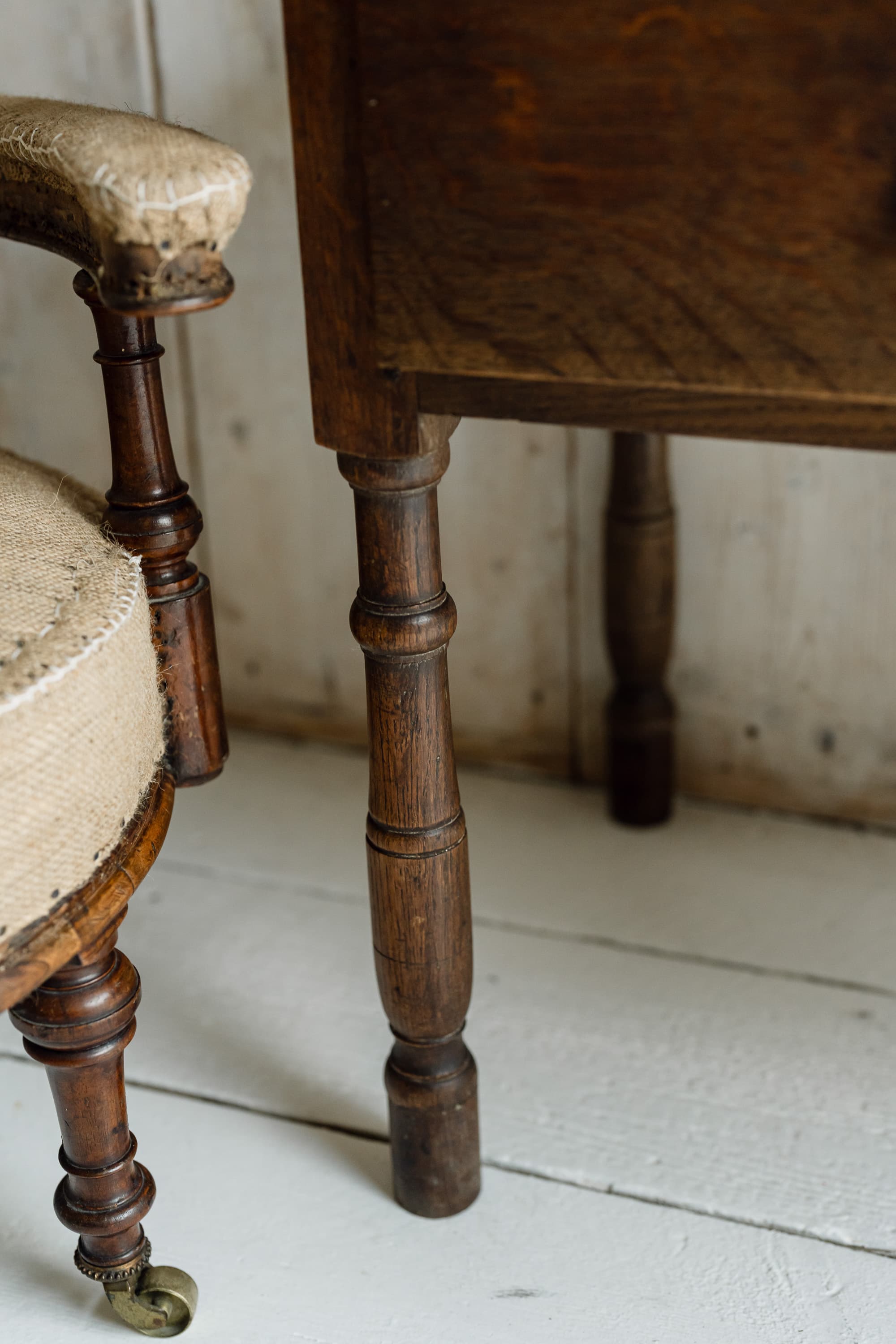 English Oak Country House Table with an Inlaid Compass Star
