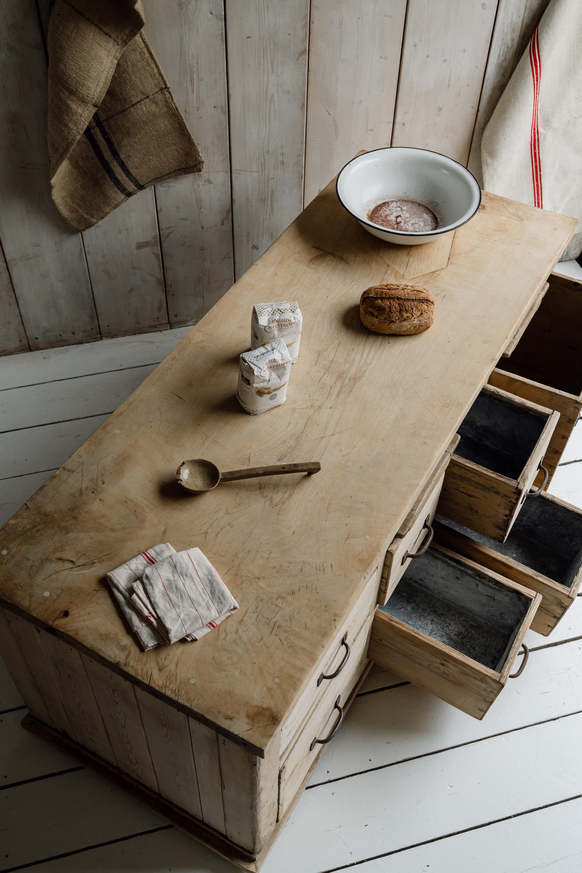 A Monumental Baker's Workbench with Sycamore Top, c.1900