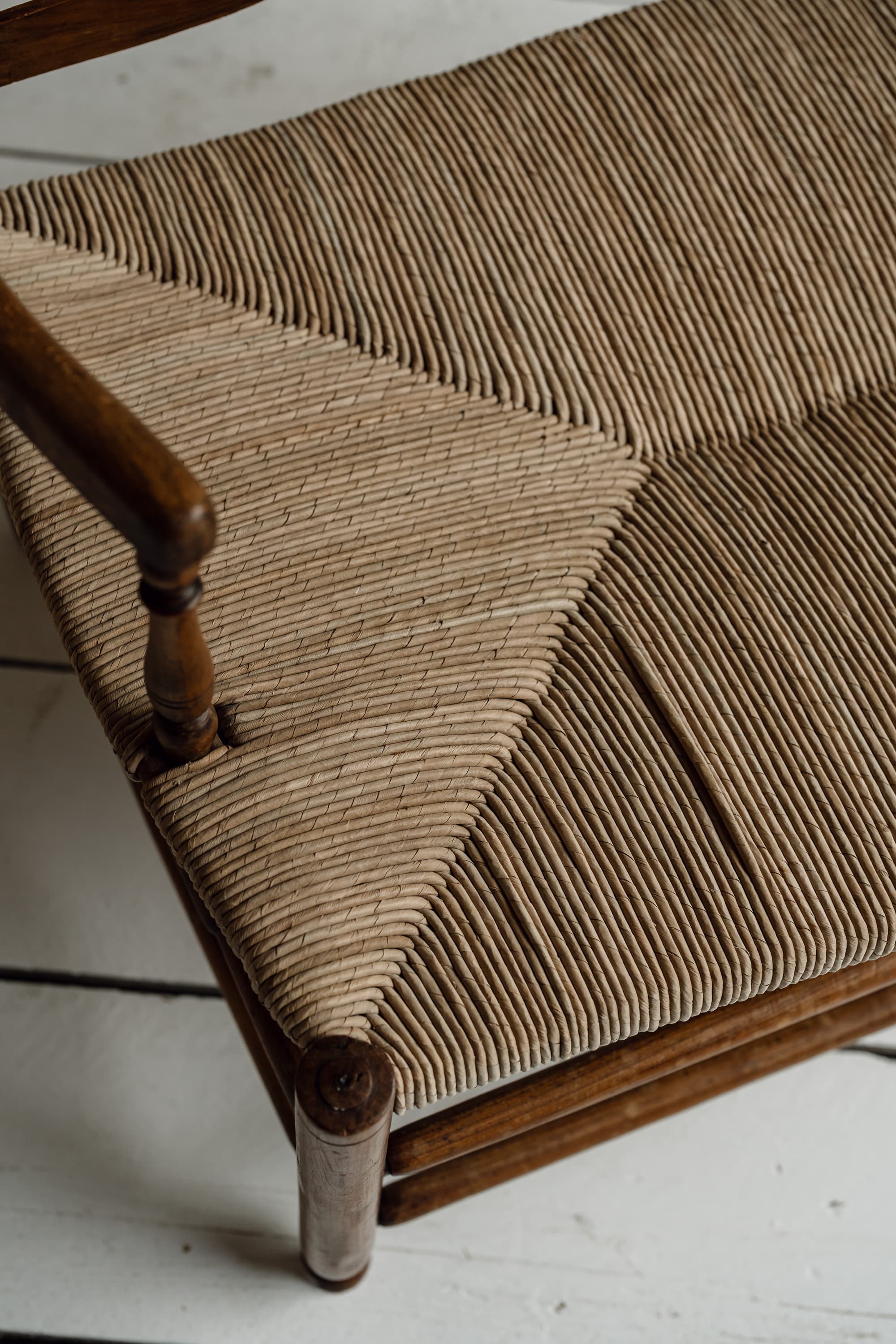Charming French Fruitwood & Rush Country Bench, circa 1880