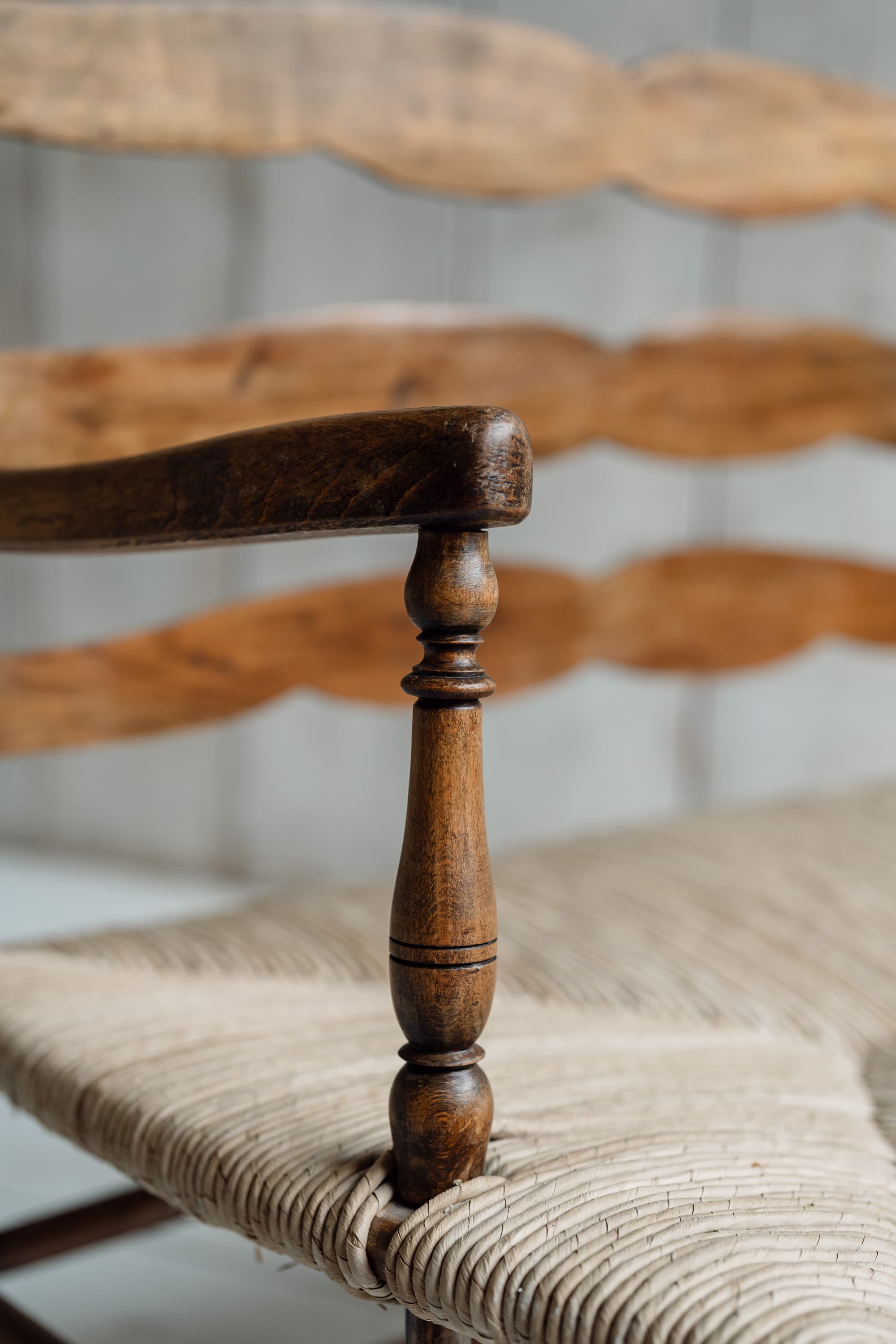 Charming French Fruitwood & Rush Country Bench, circa 1880