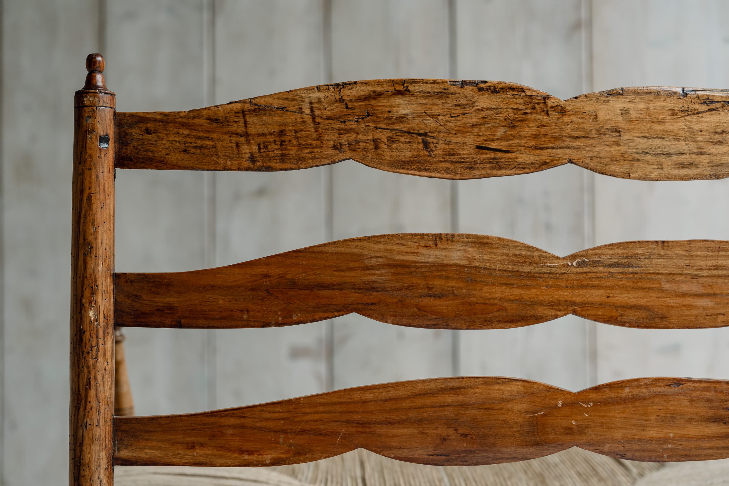 Charming French Fruitwood & Rush Country Bench, circa 1880