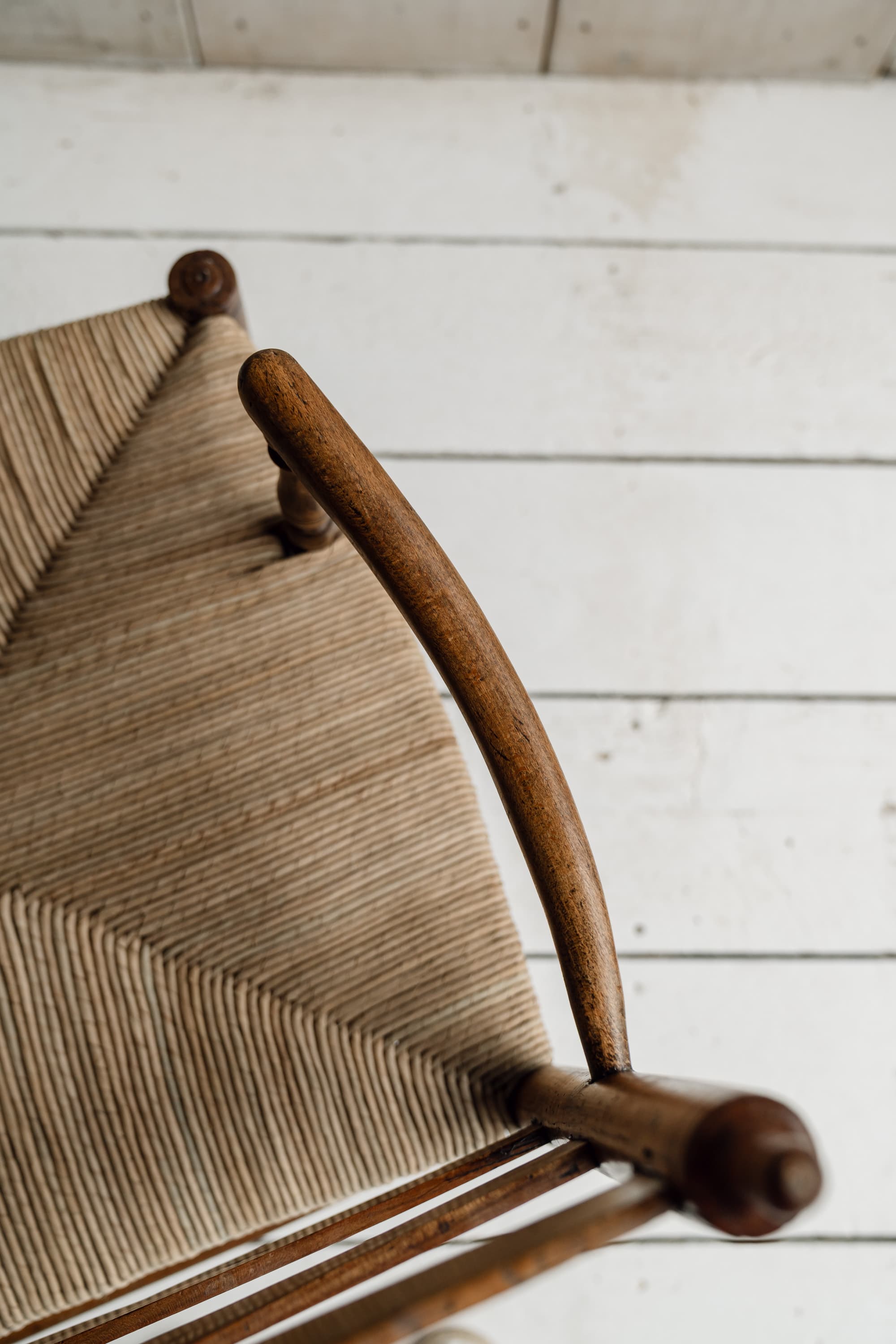 Charming French Fruitwood & Rush Country Bench, circa 1880