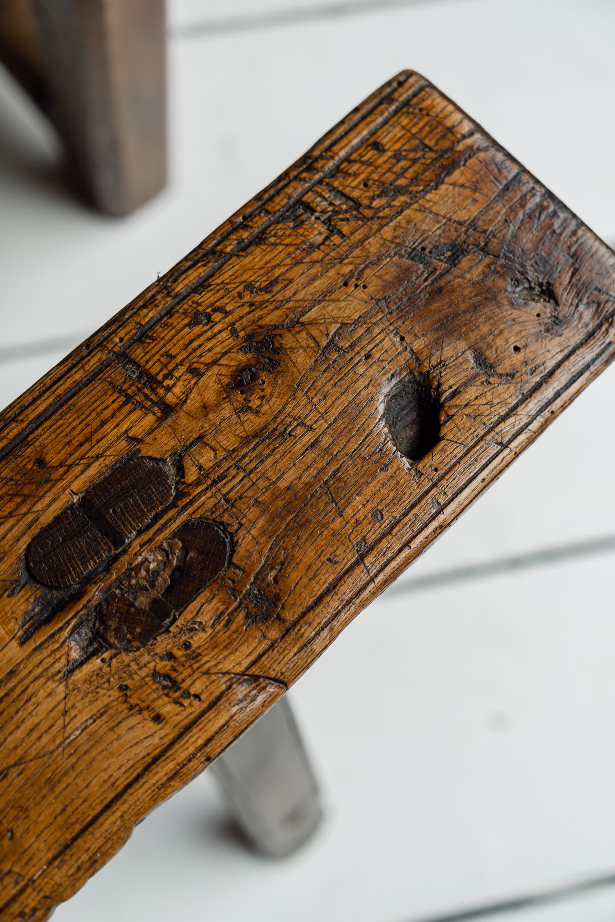 Exceptional French Alpine Chestnut Dining Table with Pair of Primitve Oak Benches, c.1850