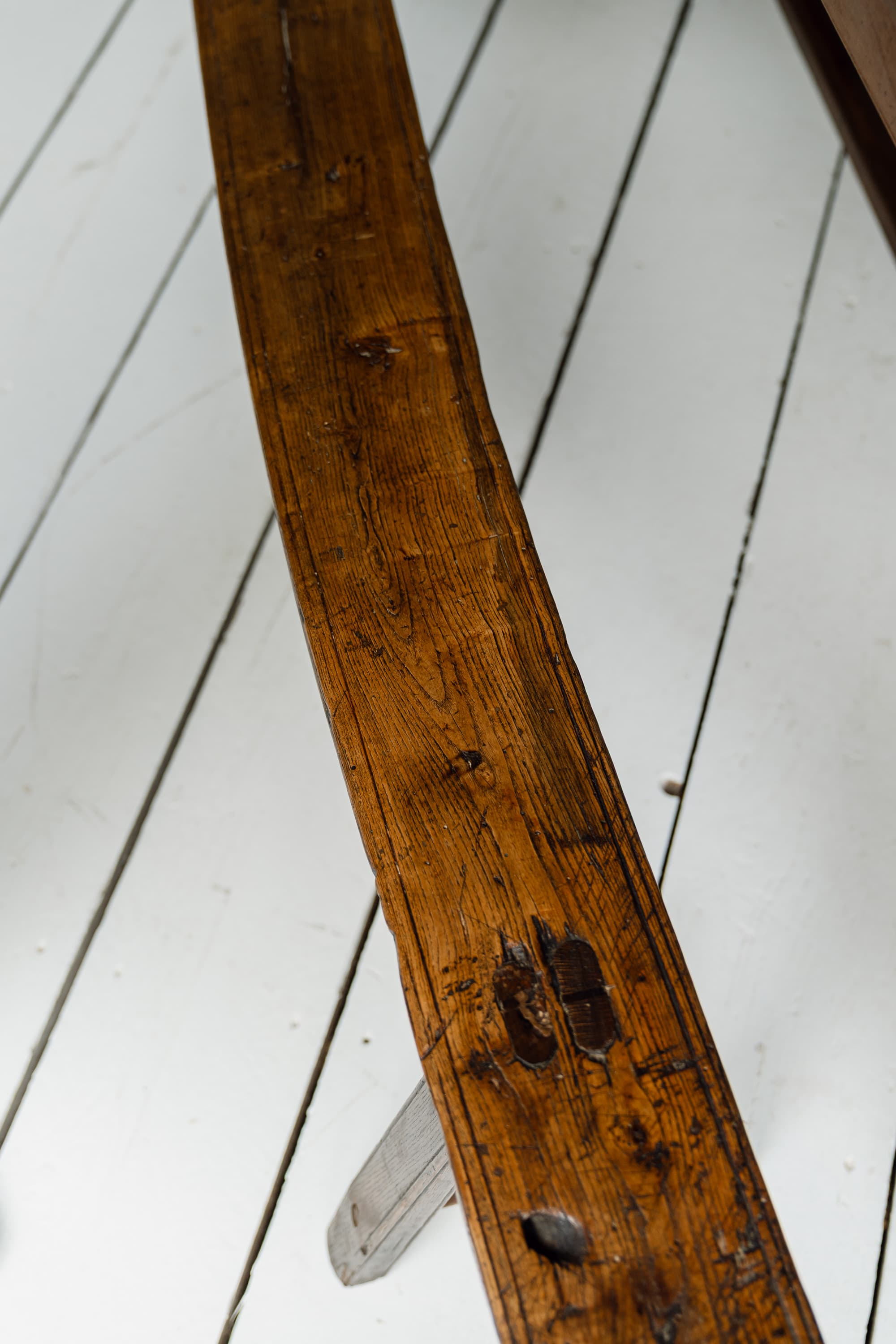 Exceptional French Alpine Chestnut Dining Table with Pair of Primitve Oak Benches, c.1850