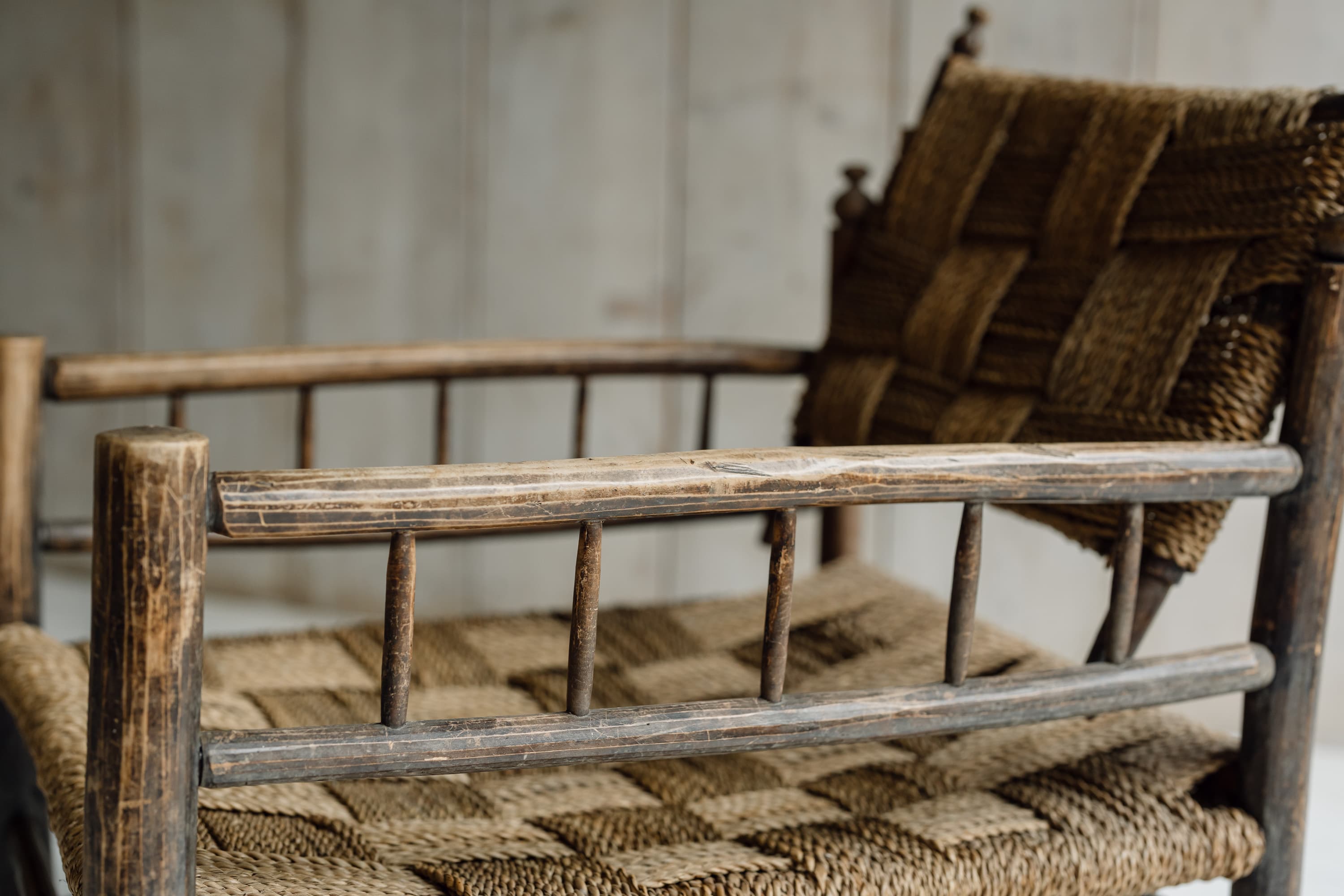 Pair of French Artisanal Woven Rope Lounge Armchairs, c.1950