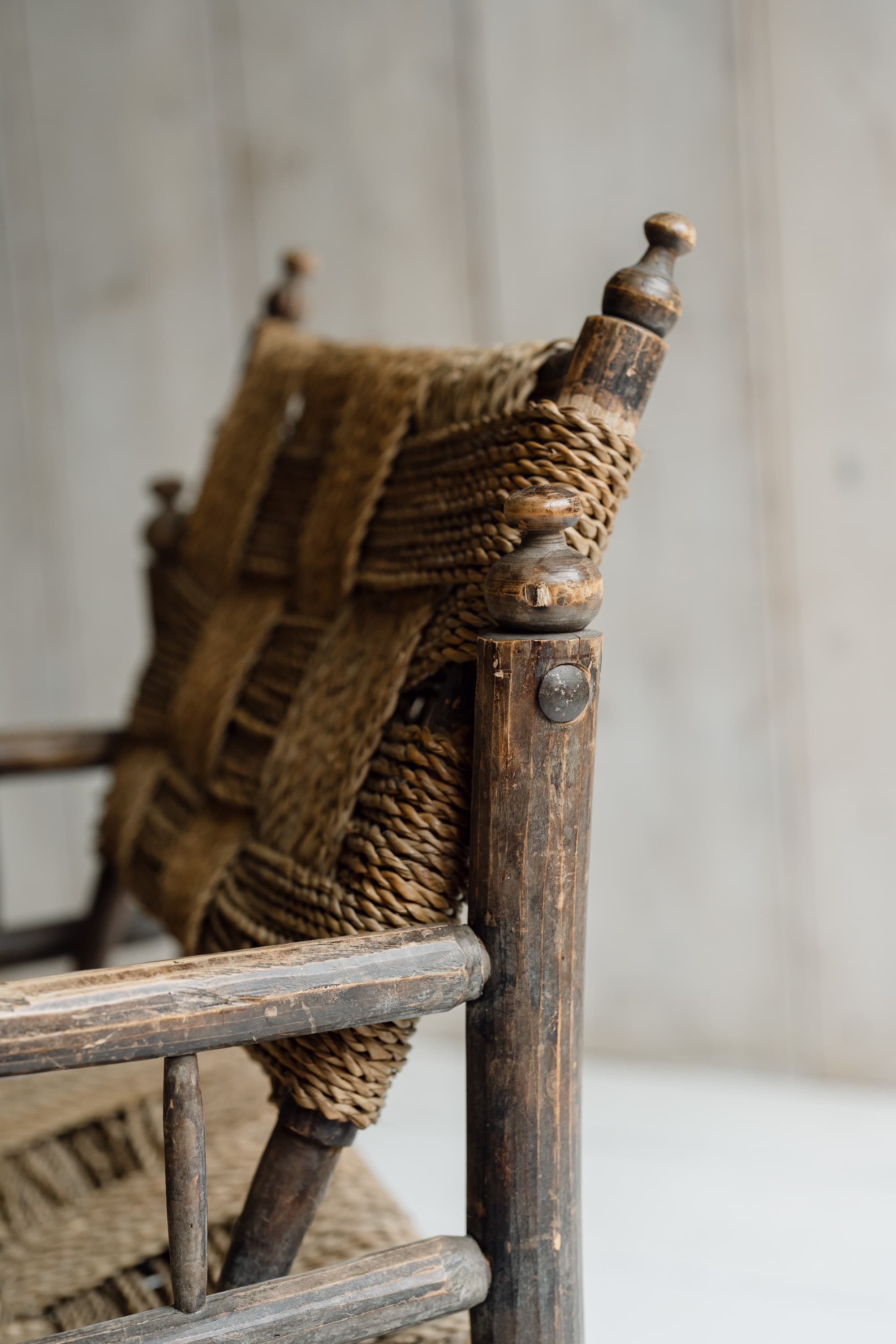 Pair of French Artisanal Woven Rope Lounge Armchairs, c.1950