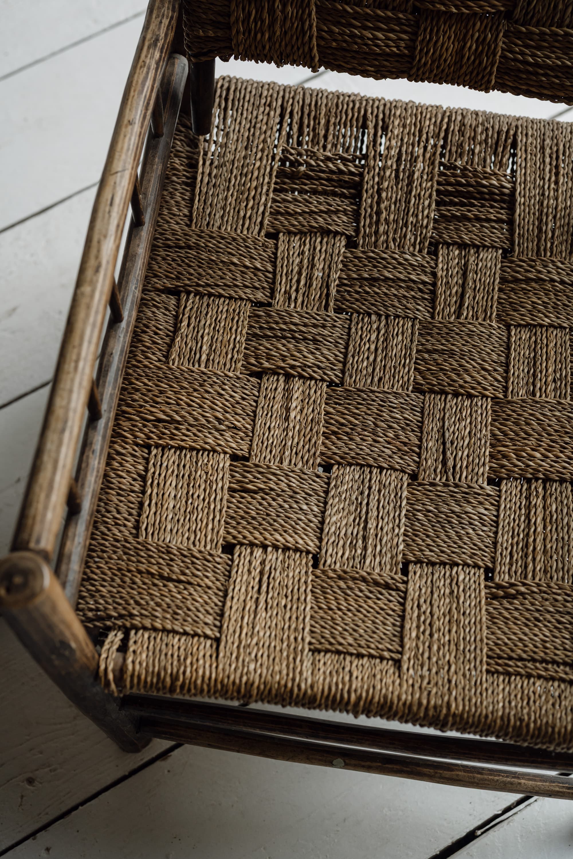 Pair of French Artisanal Woven Rope Lounge Armchairs, c.1950