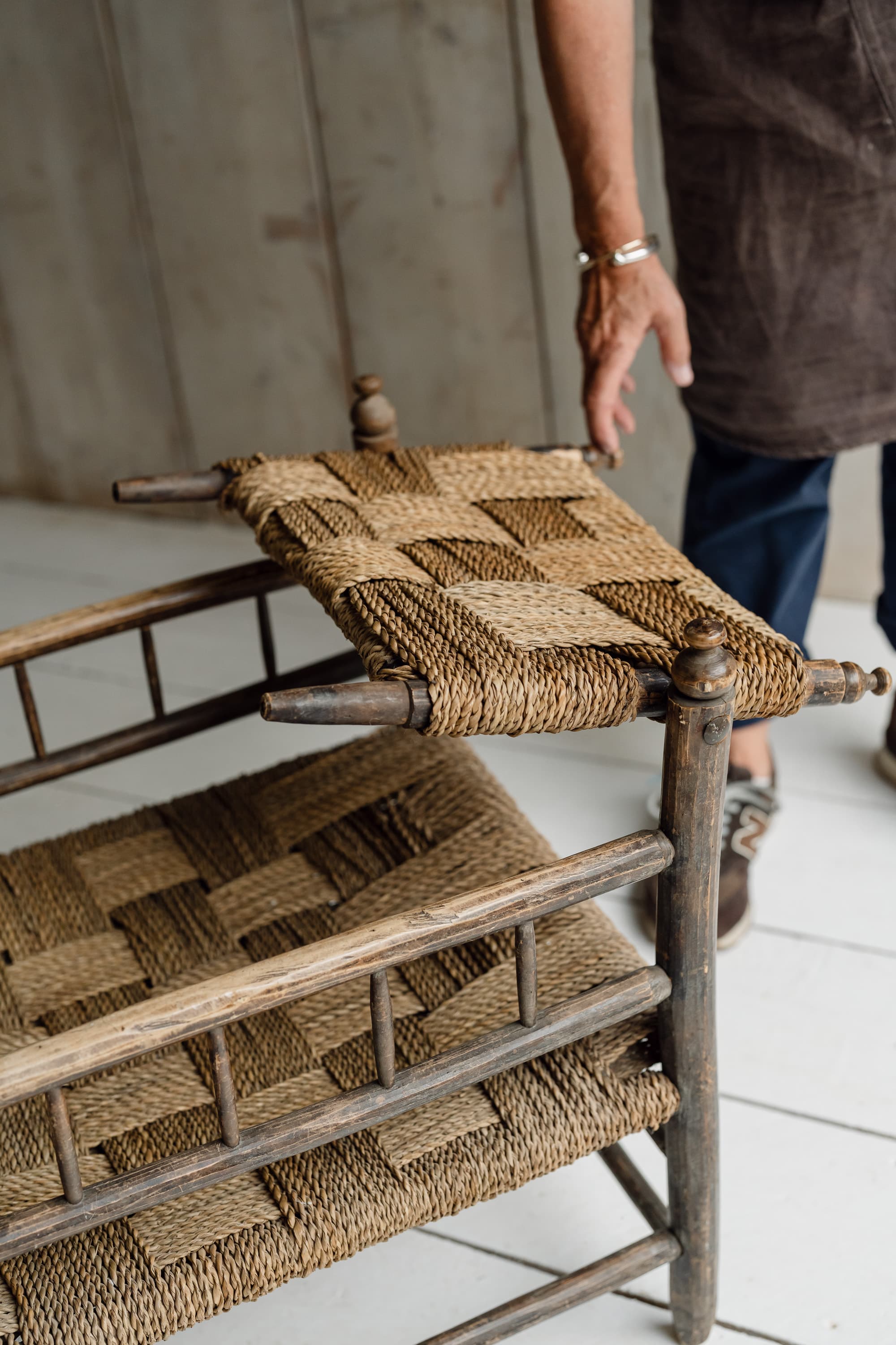 Pair of French Artisanal Woven Rope Lounge Armchairs, c.1950