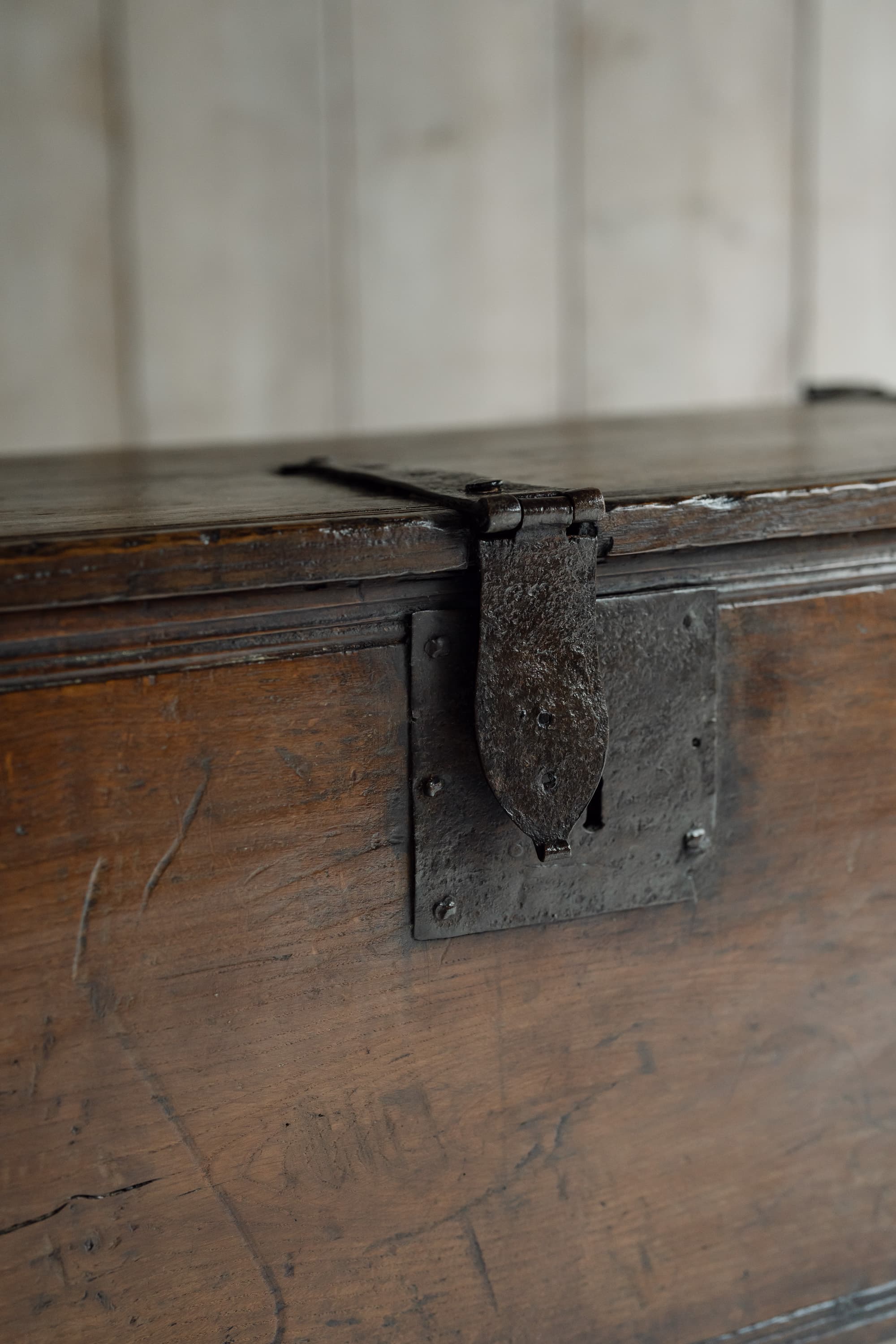 English Six-Plank Oak Coffer, Circa 1700