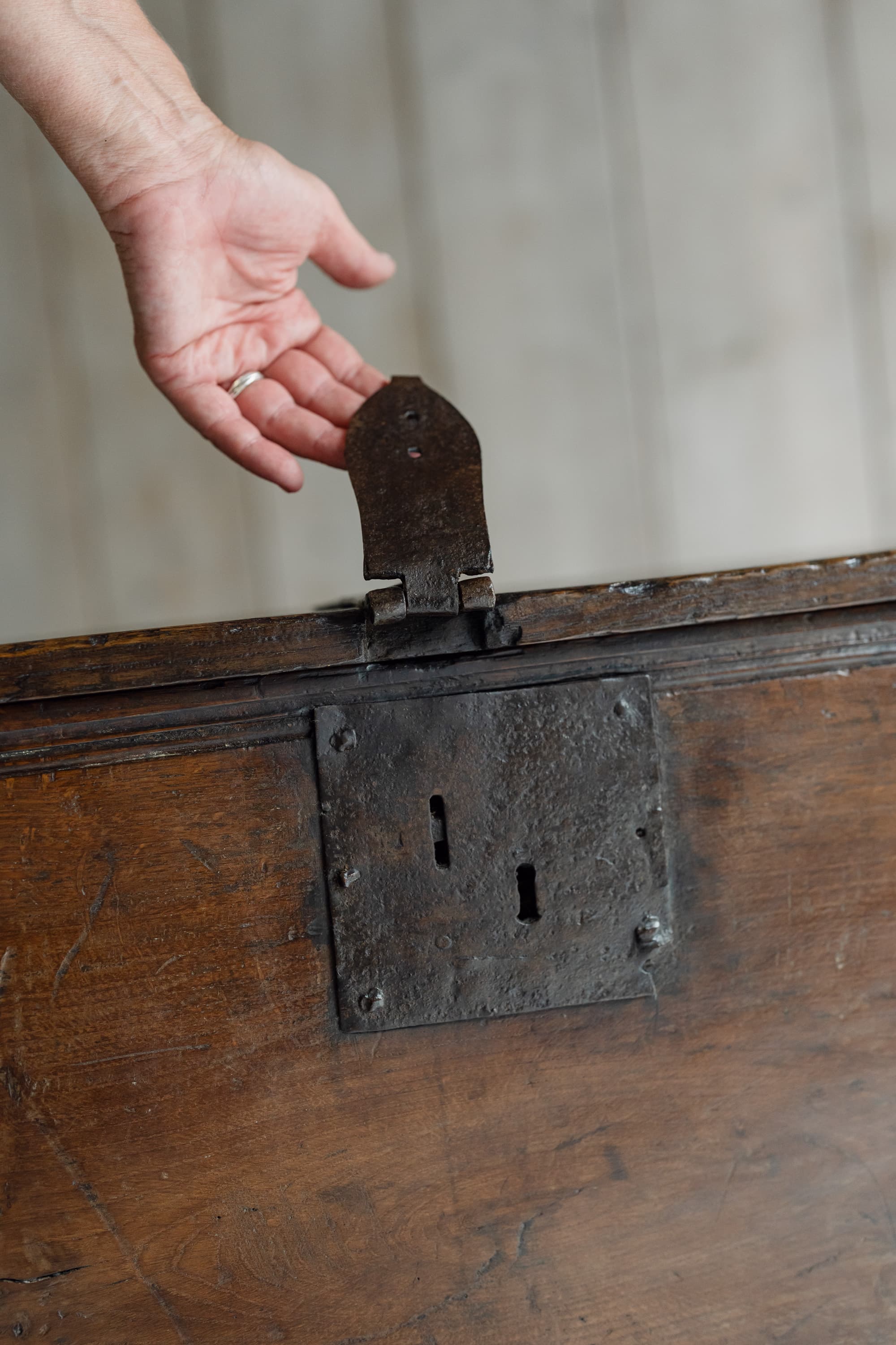 English Six-Plank Oak Coffer, Circa 1700
