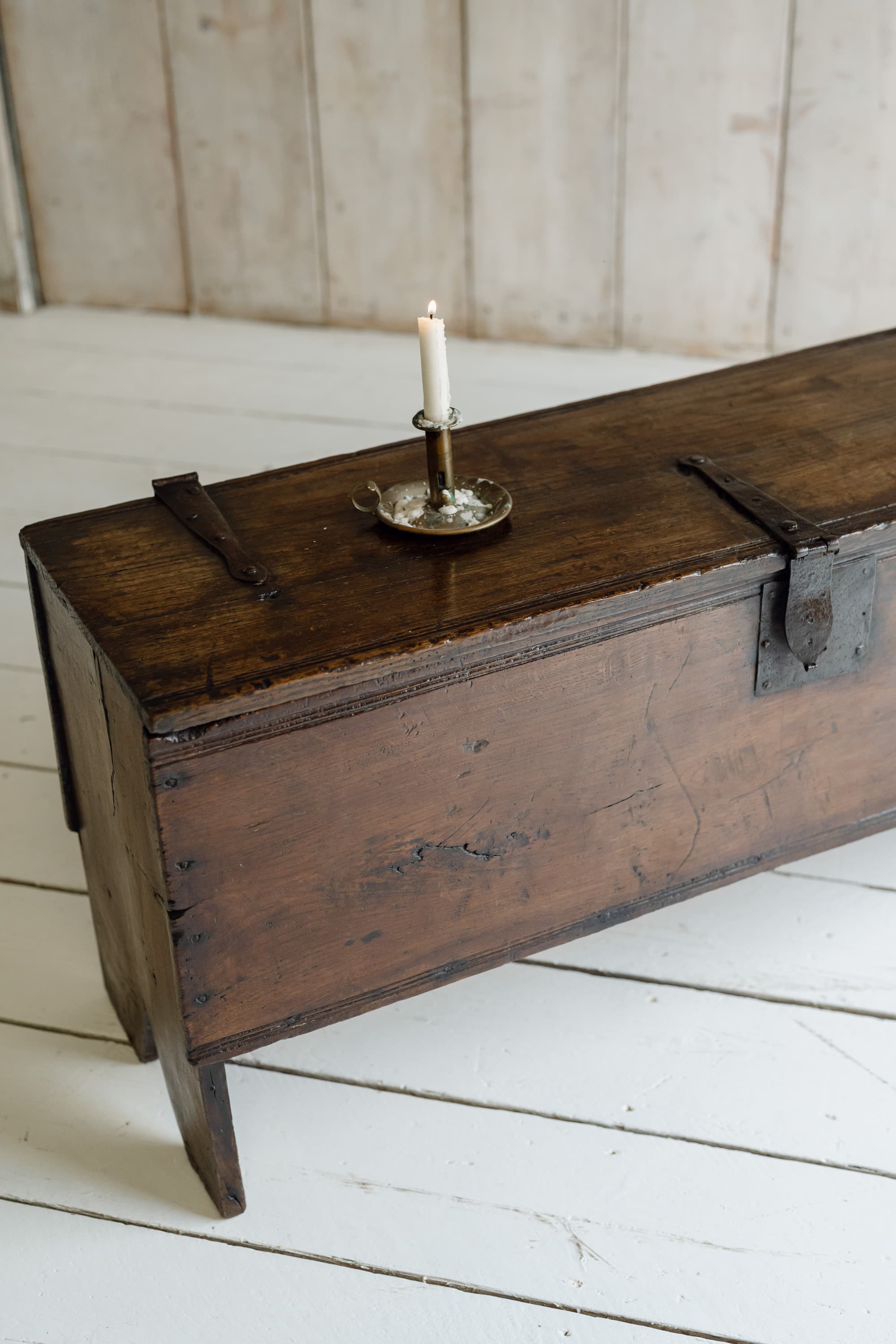 English Six-Plank Oak Coffer, Circa 1700