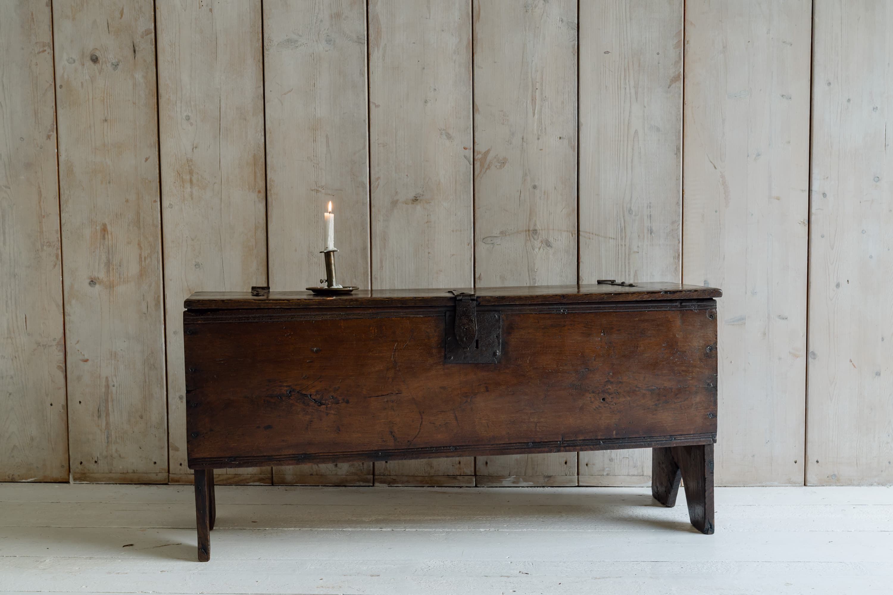 English Six-Plank Oak Coffer, Circa 1700