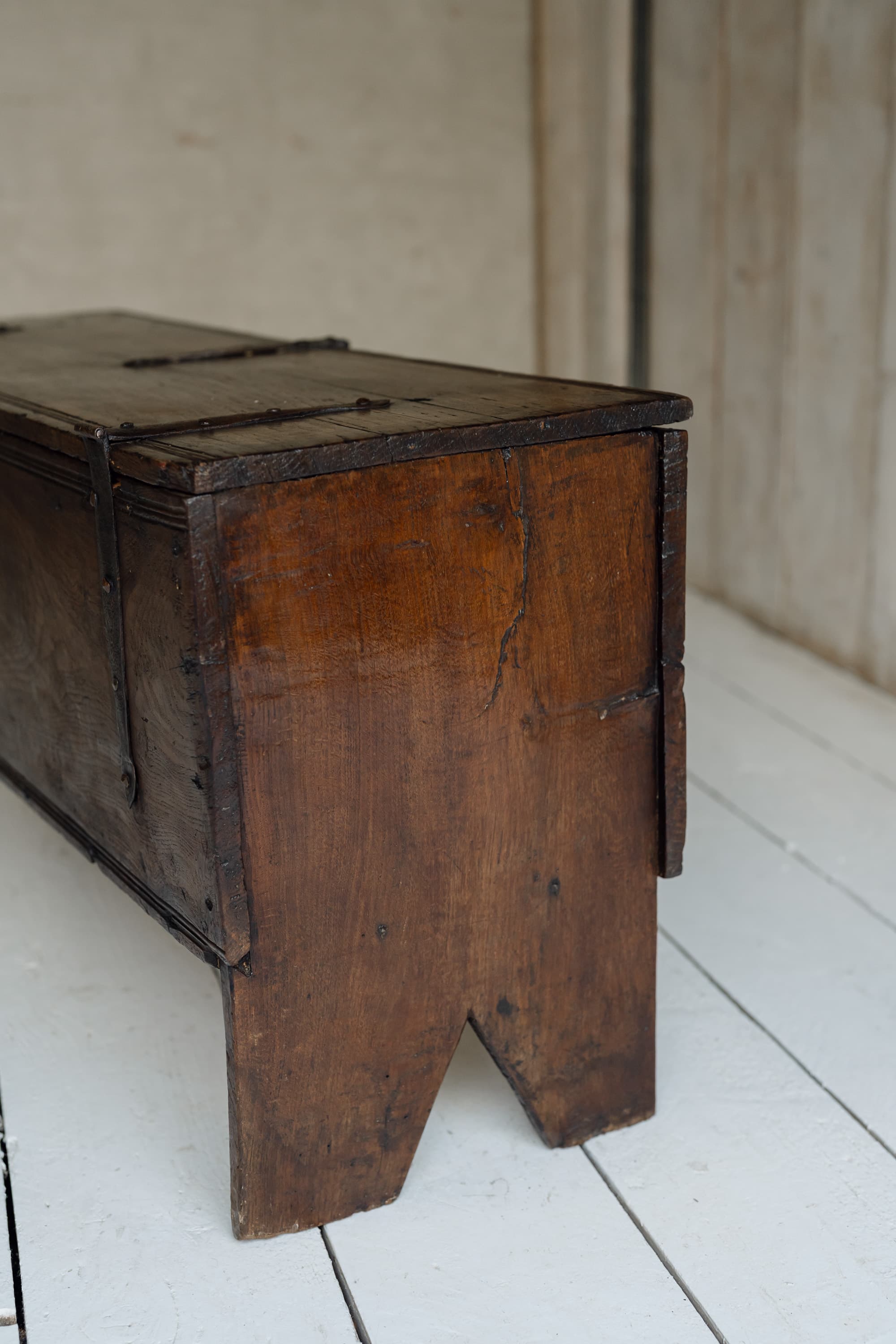 English Six-Plank Oak Coffer, Circa 1700