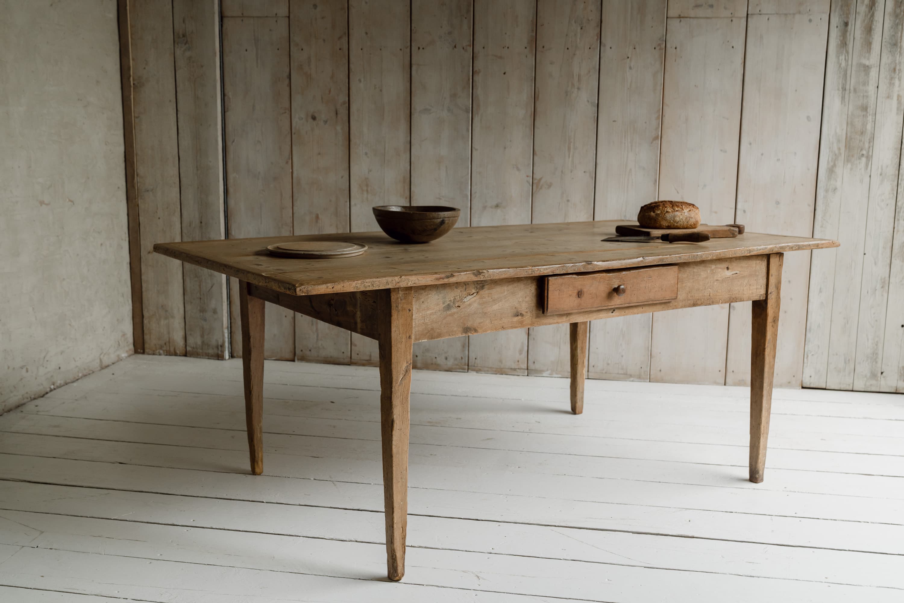 Large Italian Pine Framhouse Table, c.1880