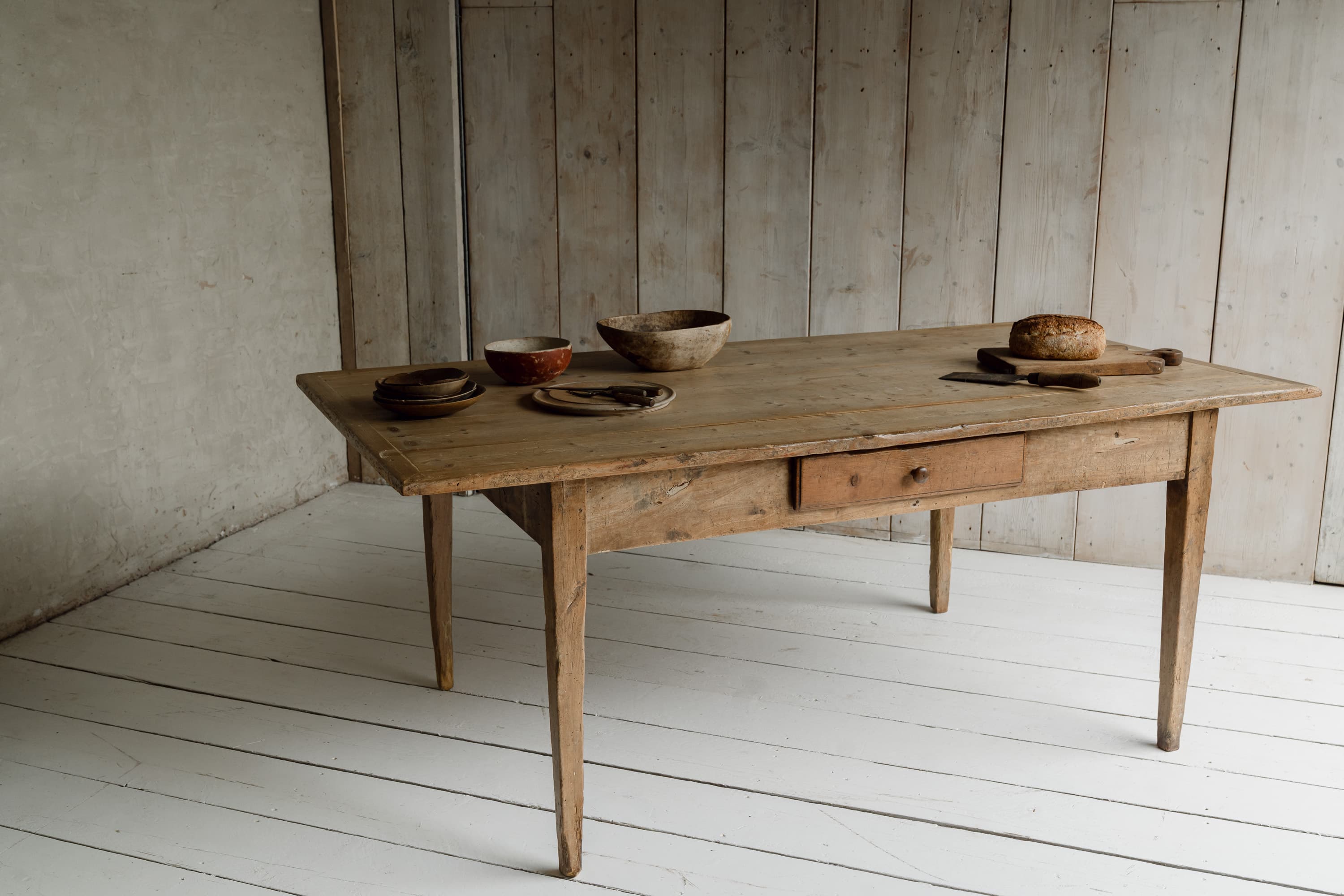 Large Italian Pine Framhouse Table, c.1880