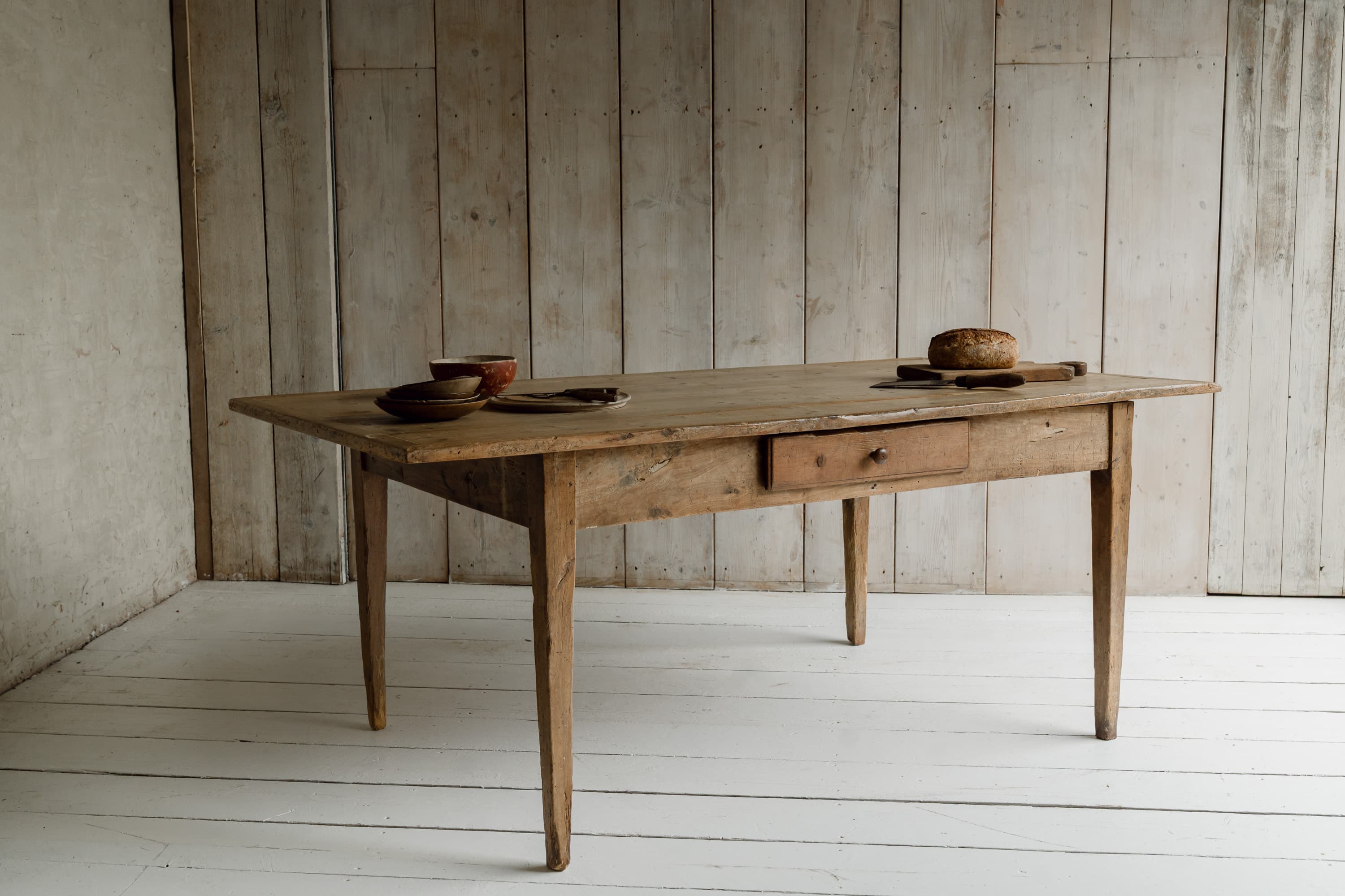 Large Italian Pine Framhouse Table, c.1880