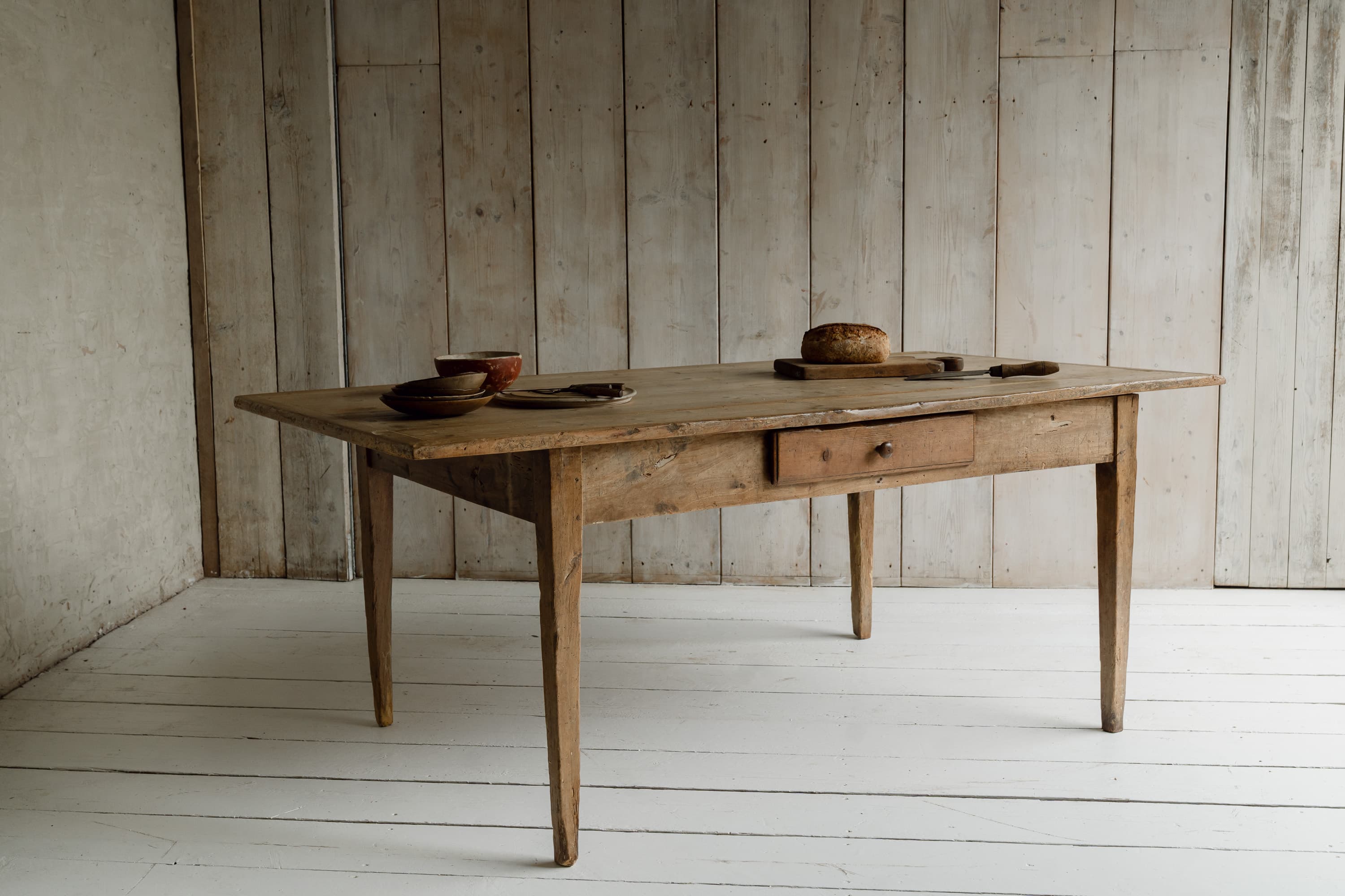 Large Italian Pine Framhouse Table, c.1880