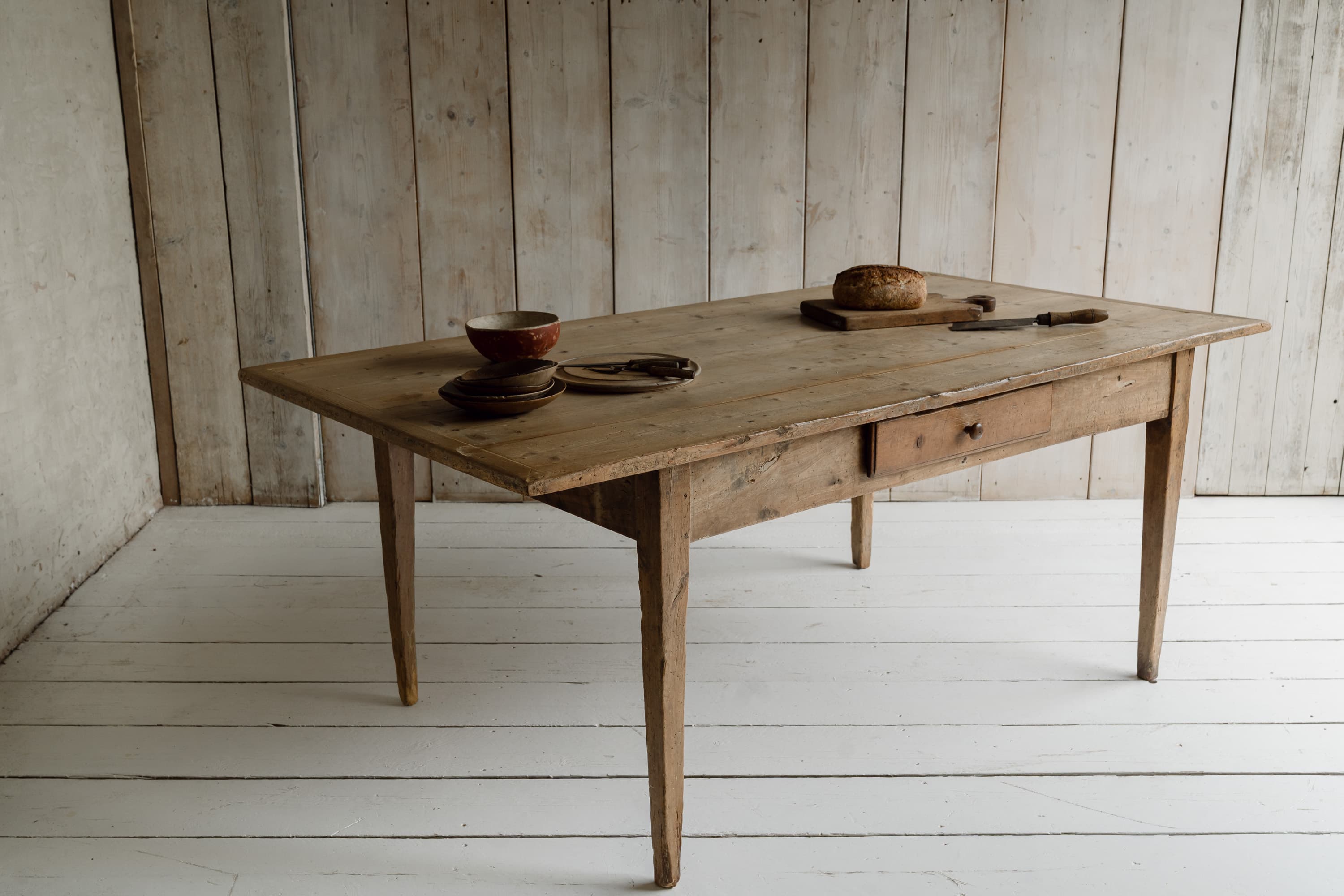 Large Italian Pine Framhouse Table, c.1880