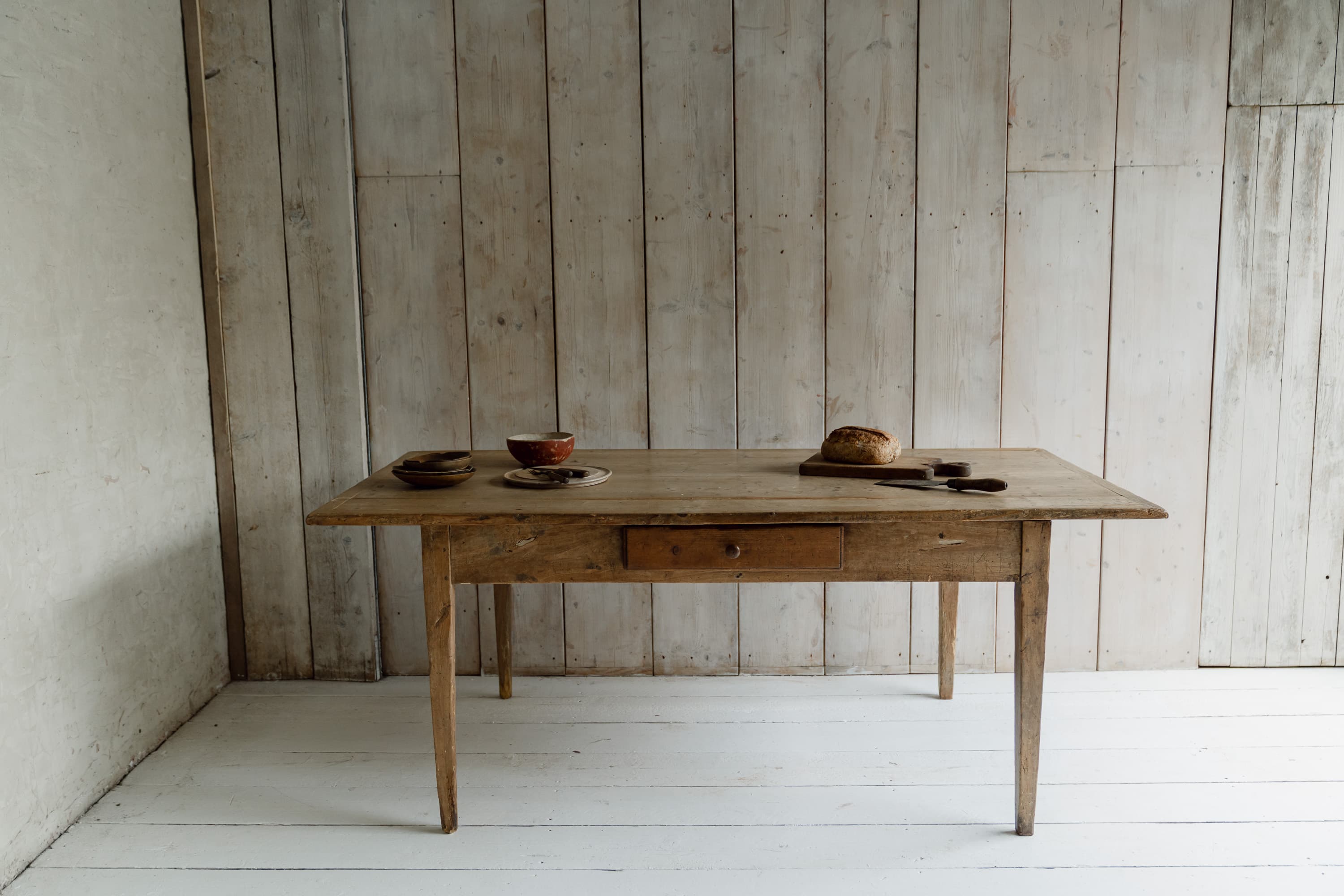 Large Italian Pine Framhouse Table, c.1880